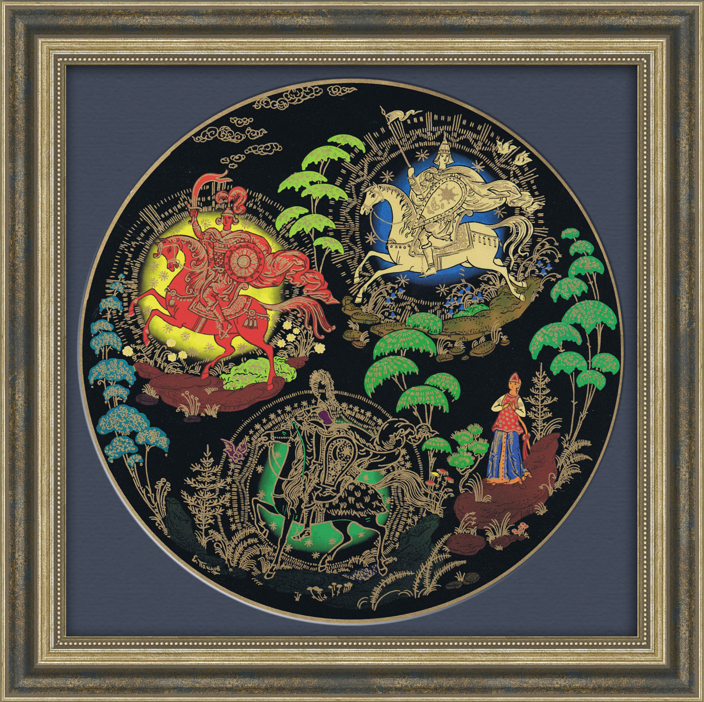 Русские былинные богатыри, Палехская миниатюра. Макет Русские былинные богатыри, Палехская миниатюра. Макет