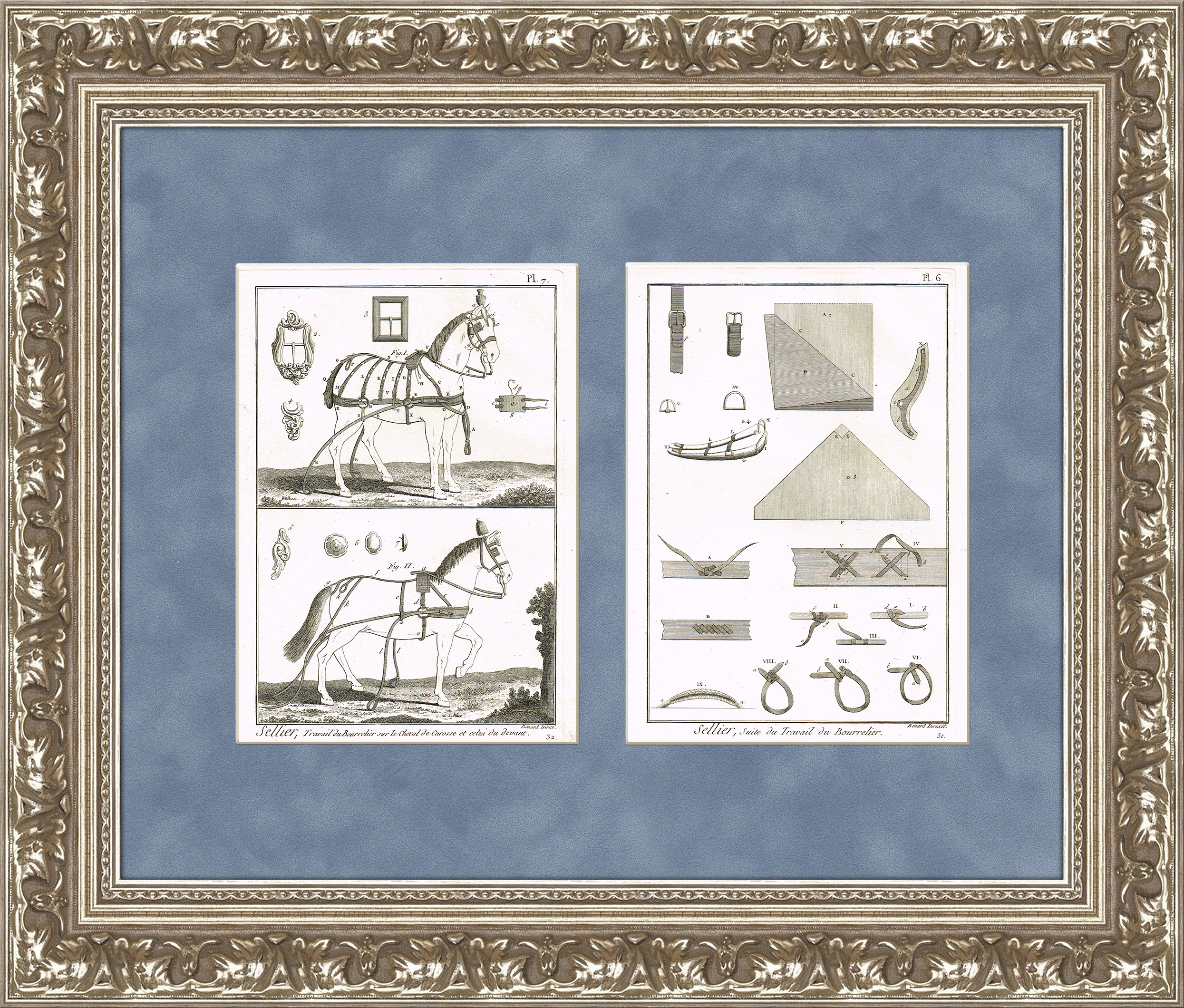 Лошади в каретной упряжи, гравюра из серии "Ремесла" Дидро, 1770 г. Лошади в каретной упряжи, гравюра из серии "Ремесла" Дидро, 1770 г.