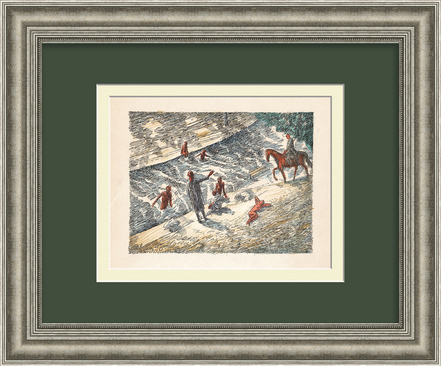 Река Сиаб, Самарканд. Старинная гравюра Петрова-Водкина