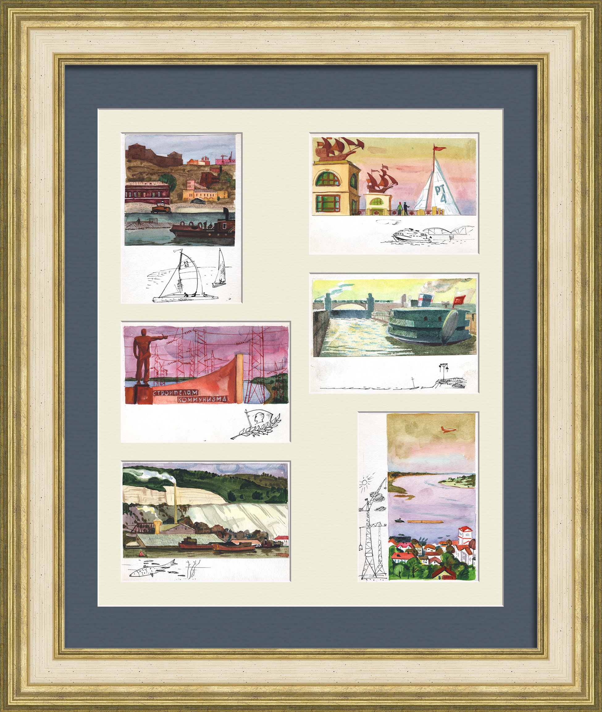 По Волге. Авторские акварельные макеты открыток По Волге. Авторские акварельные макеты открыток