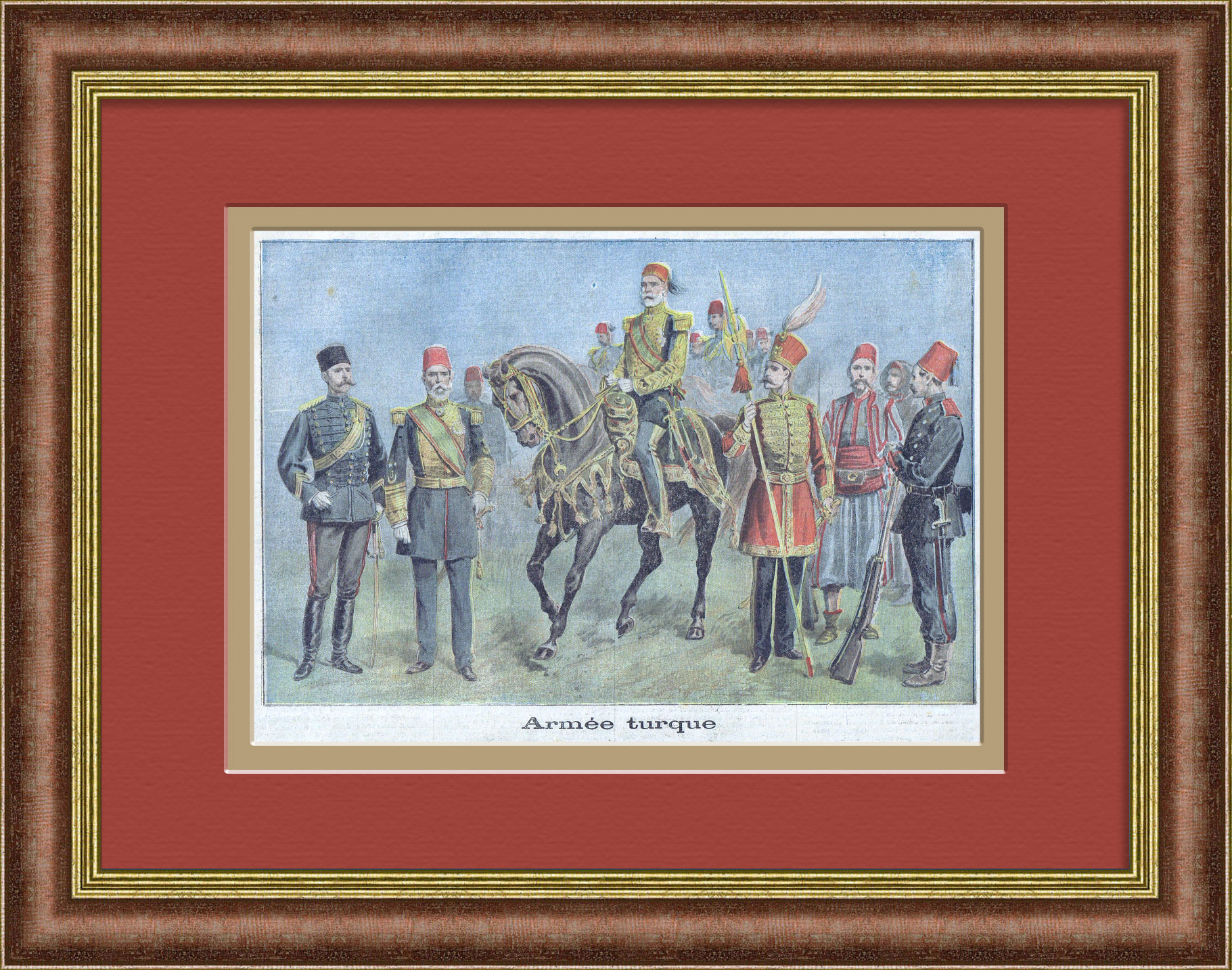 Армия Турции. Антикварная литография конца 19 века Армия Турции. Антикварная литография конца 19 века