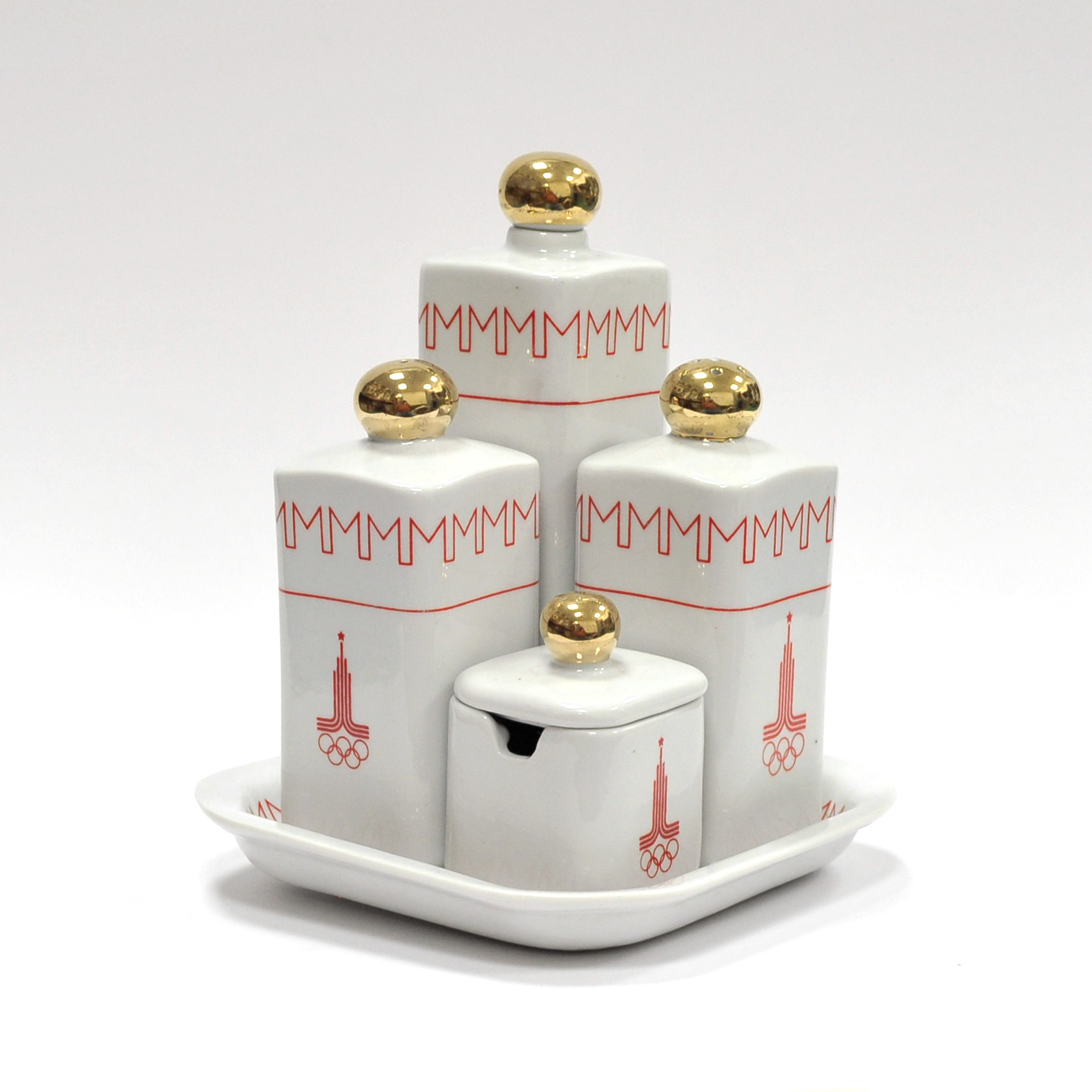 Редкий набор для специй. Олимпиада-80, советский фарфор Редкий набор для специй. Олимпиада-80, советский фарфор