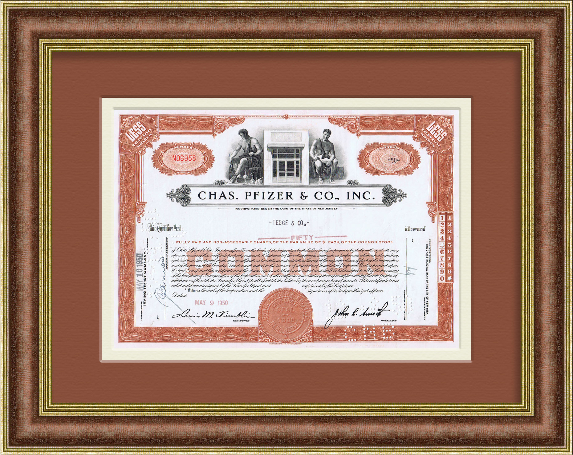 Производитель вакцин Pfizer, сертификат на 50 акций