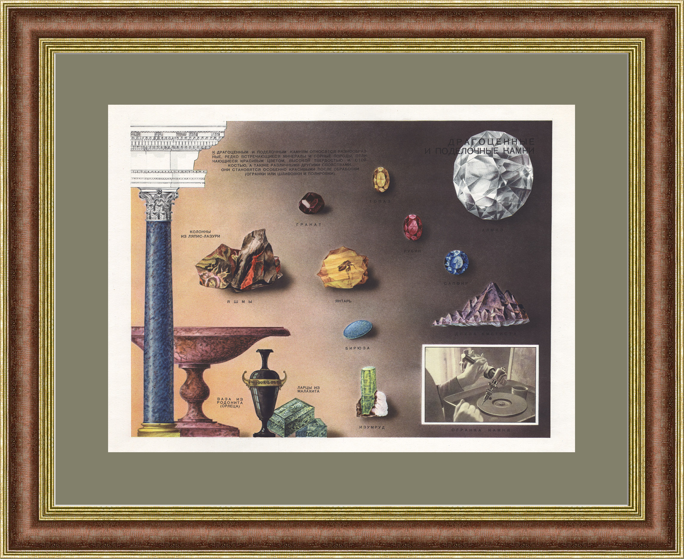 Драгоценные и поделочные камни. Редкий, советский плакат Драгоценные и поделочные камни. Редкий, советский плакат