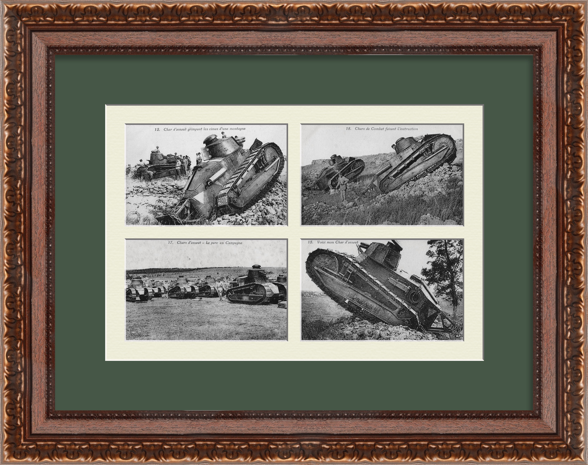 Рено FT - легкий танк Первой мировой войны, панно из открыток в раме Рено FT - легкий танк Первой мировой войны, панно из открыток в раме