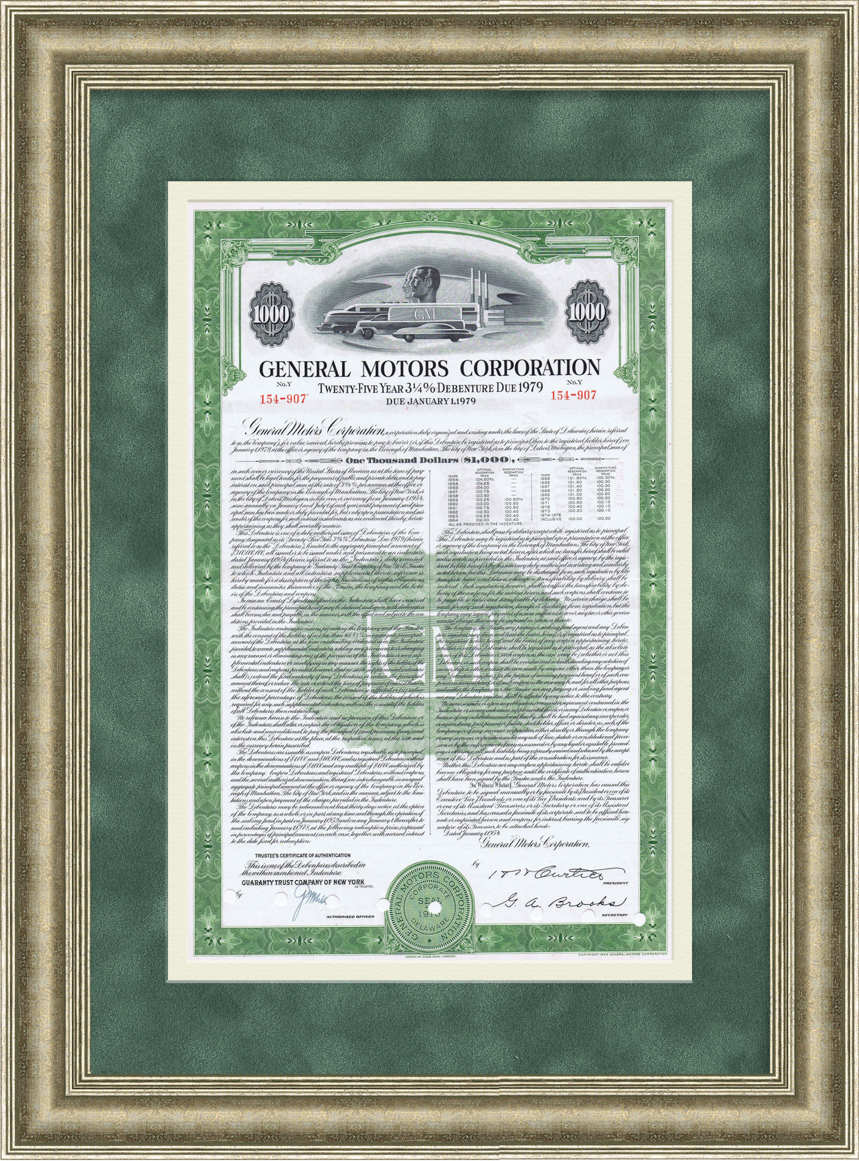 Автомобильная компания General Motors Corporation, сертификат на 1000$ Автомобильная компания General Motors Corporation, сертификат на 1000$