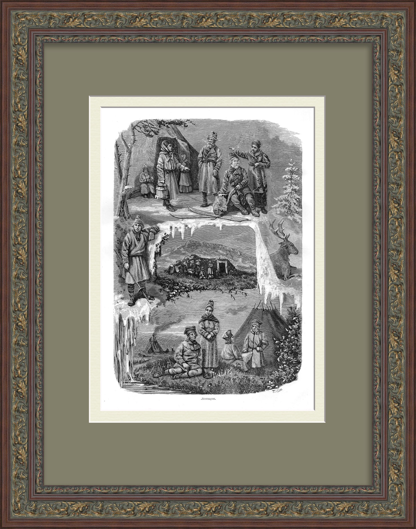 Лопари, народы Российской империи. Редкая, старинная ксилография Лопари, народы Российской империи. Редкая, старинная ксилография