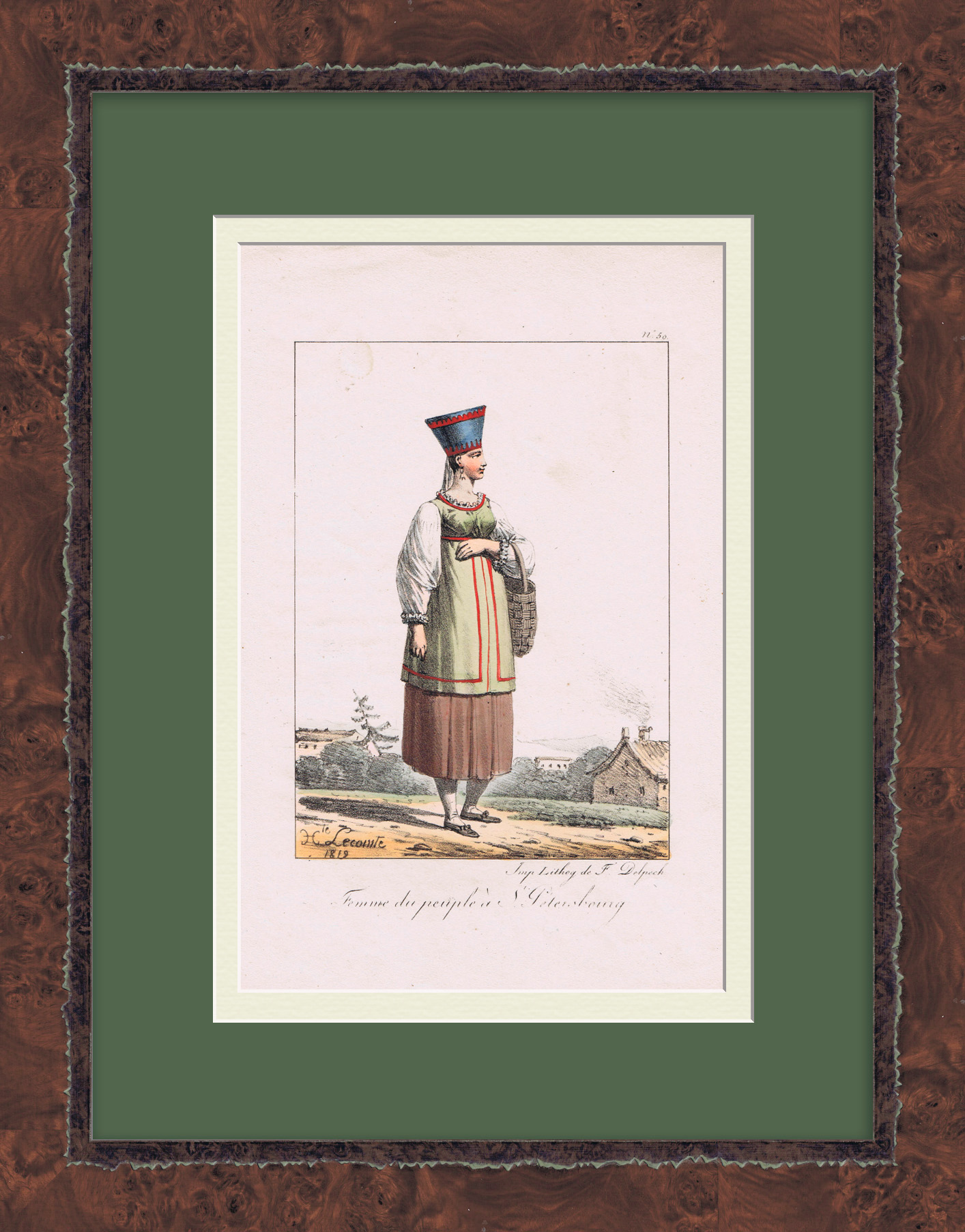 Петербурженка. Старинная, уникальная литография 19 века Петербурженка. Старинная, уникальная литография 19 века