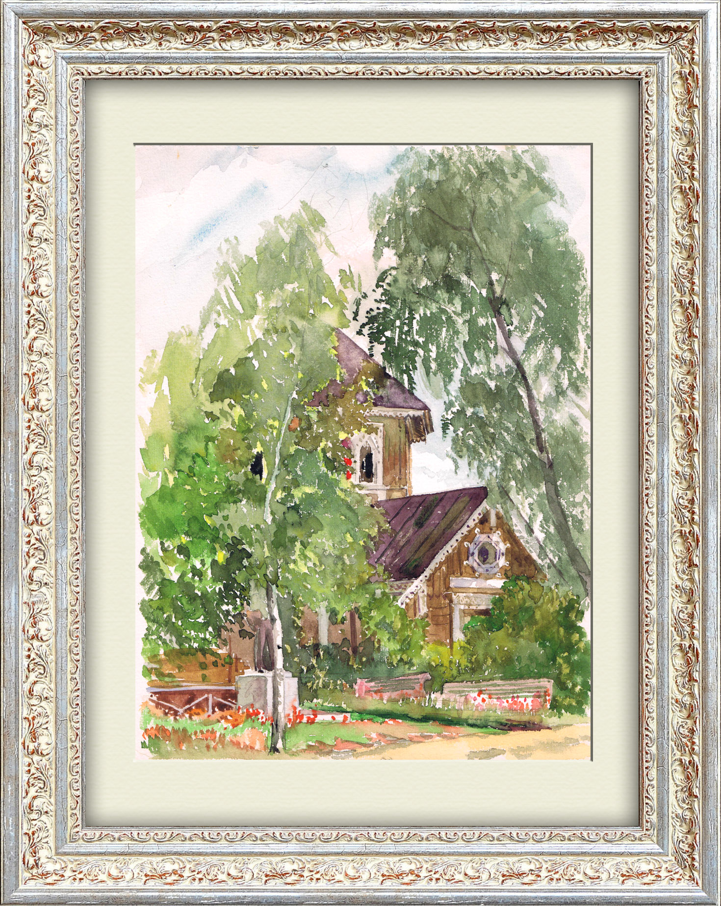 Лето в русской деревне. Авторская акварель Лето в русской деревне. Авторская акварель