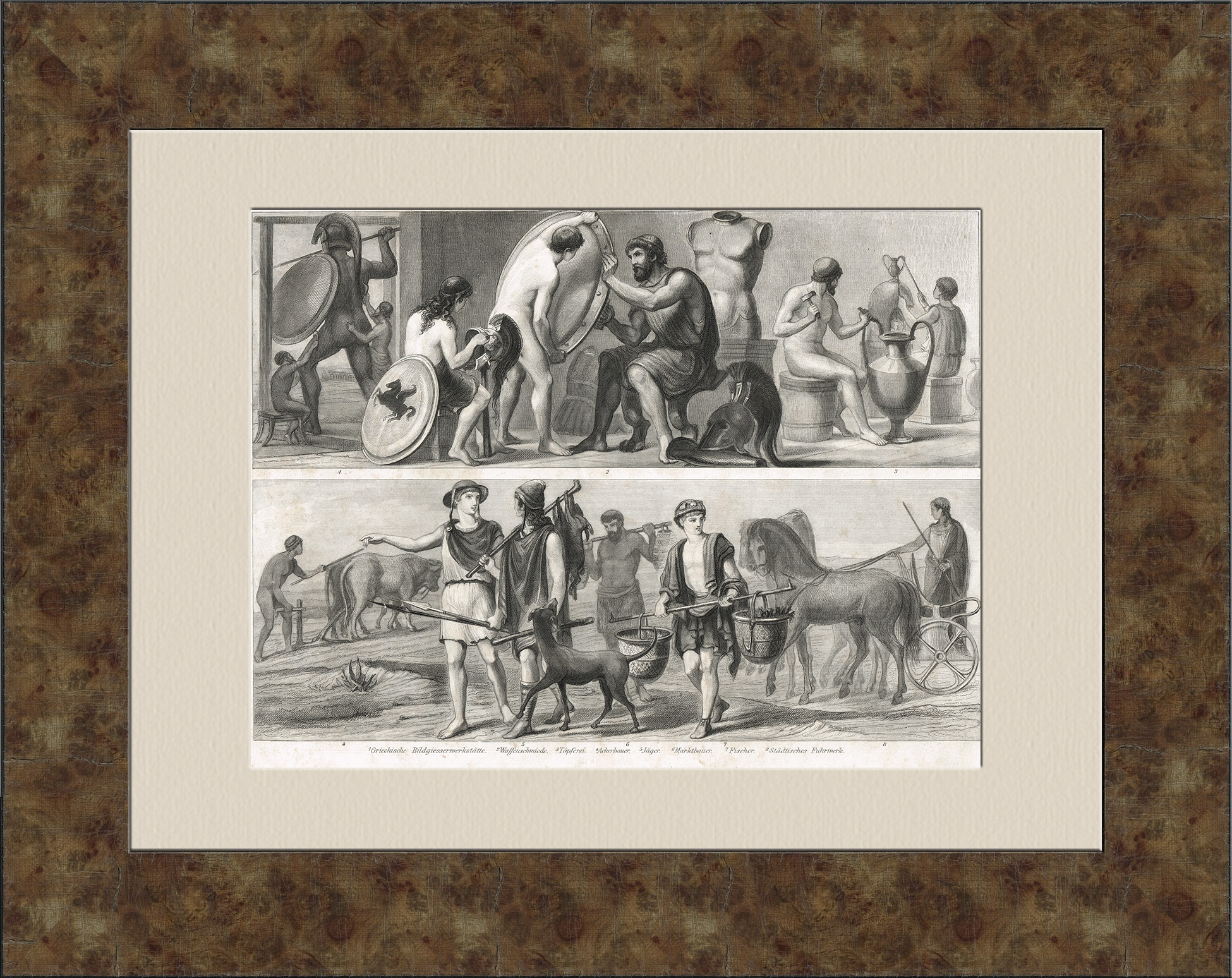 Древняя Греция, занятия и ремесла. Старинная гравюра Древняя Греция, занятия и ремесла. Старинная гравюра