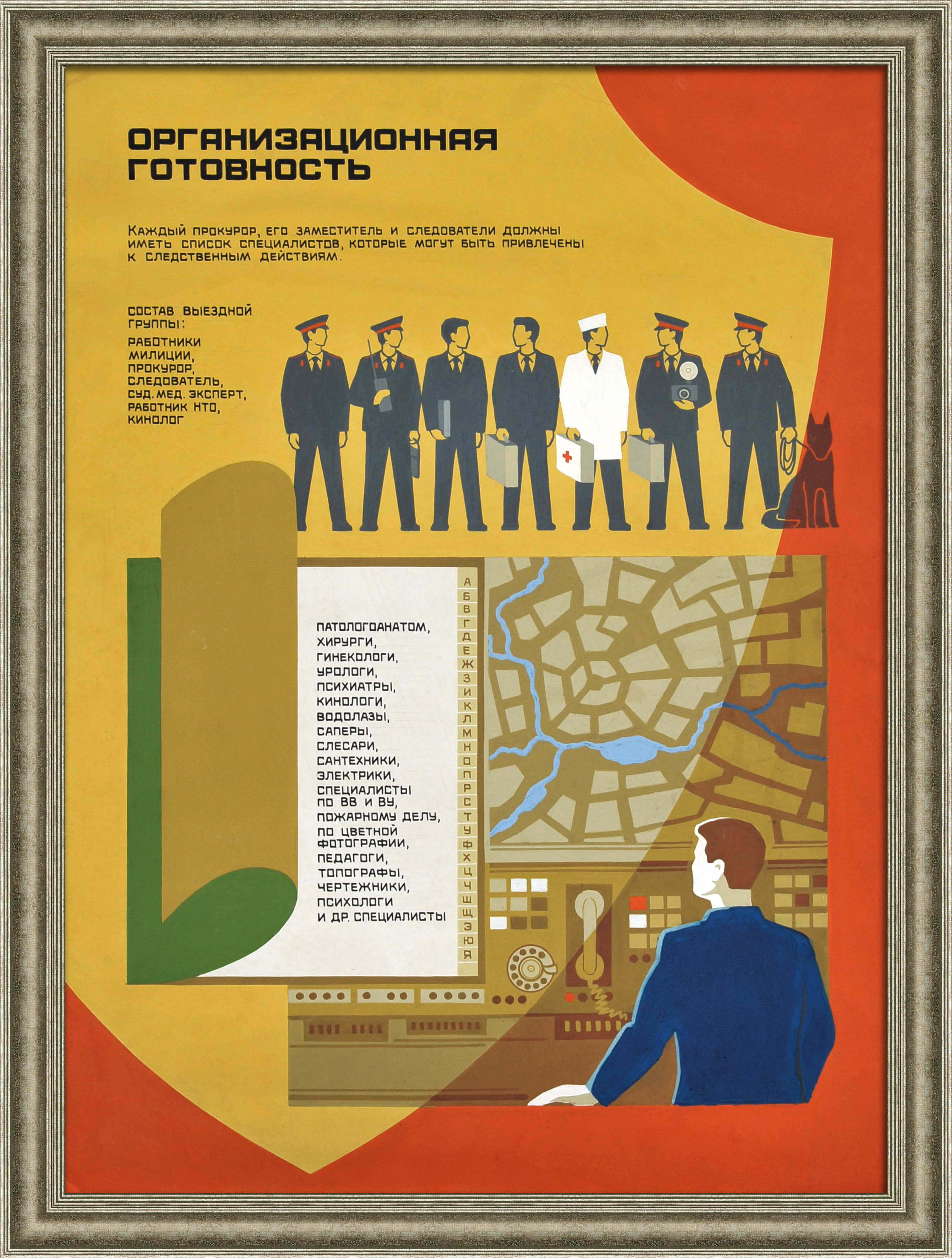 Организационная готовность: работа специалистов следственной группы. Уникальный, советский плакат Организационная готовность: работа специалистов следственной группы. Уникальный, советский плакат