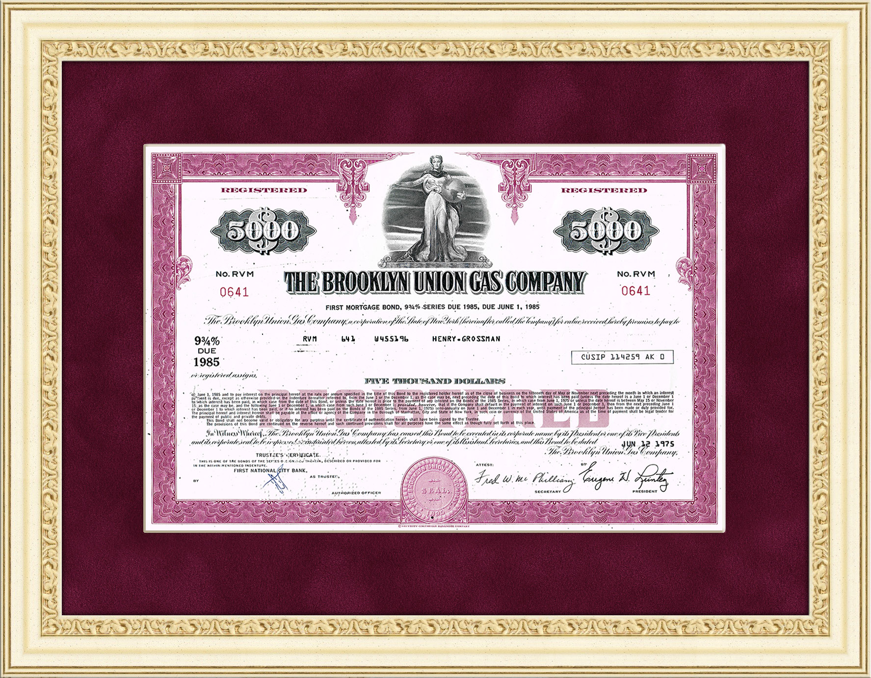 Бруклинская газовая компания, облигация в 5000 долларов Бруклинская газовая компания, облигация в 5000 долларов