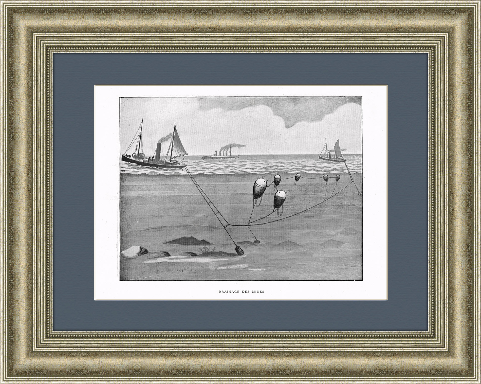 Траление мин. Французская литография первой половины XX века Траление мин. Французская литография первой половины XX века
