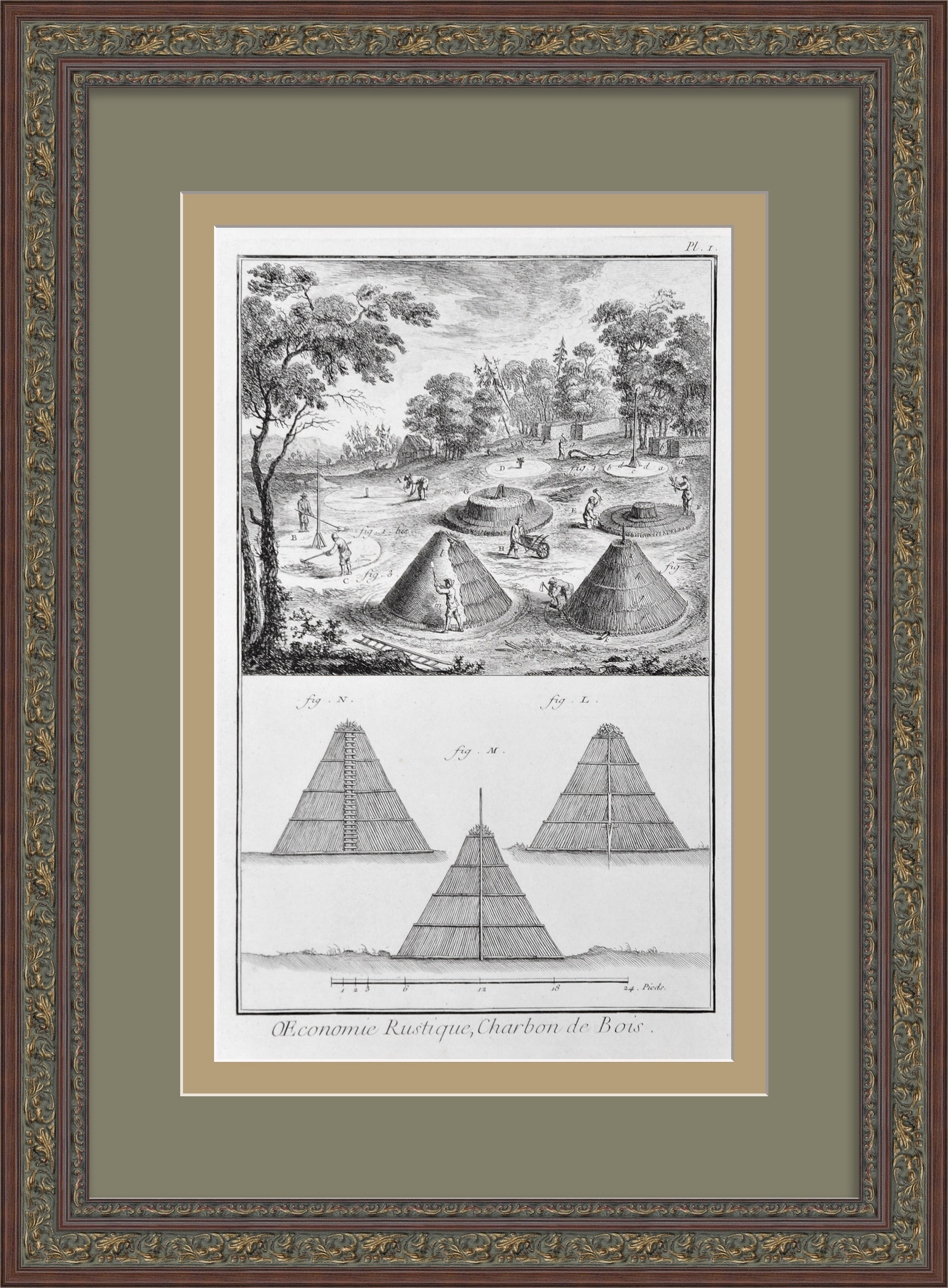 Заготовка древесного угля. Уникальная гравюра 18 века Заготовка древесного угля. Уникальная гравюра 18 века