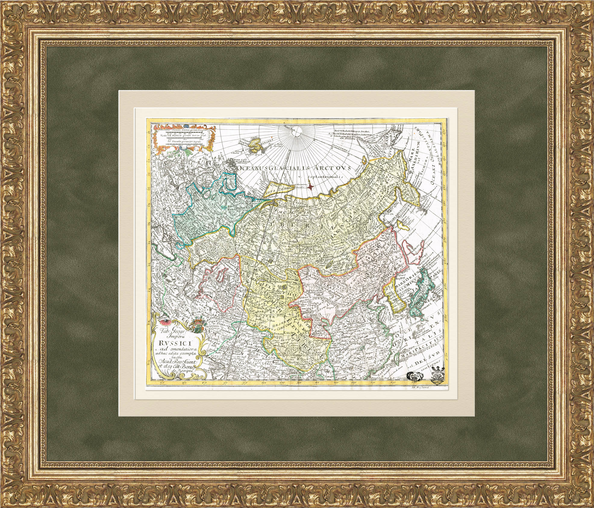 Российская империя, гравированная карта с ручной раскраской, 1780-е гг. Российская империя, гравированная карта с ручной раскраской, 1780-е гг.