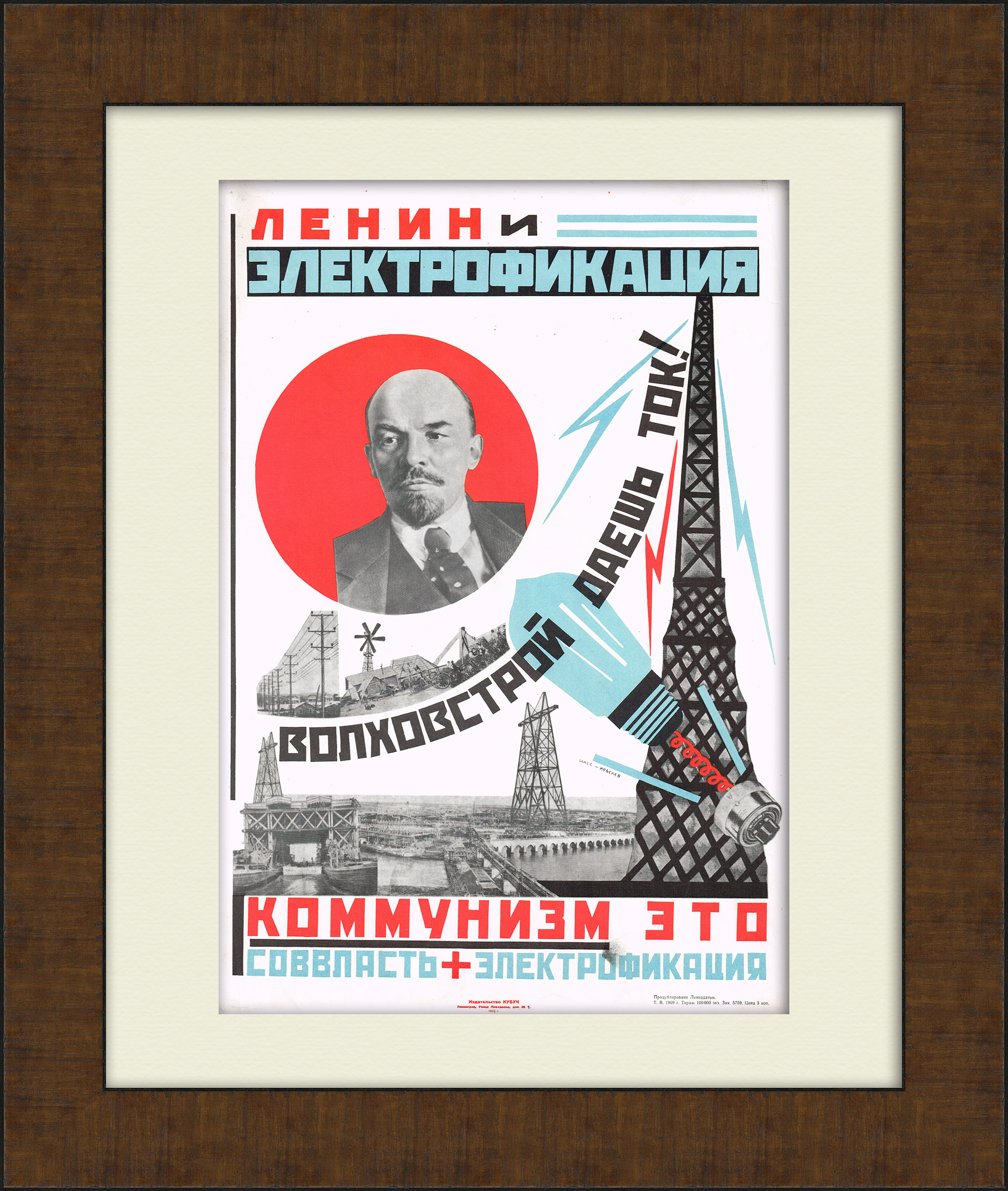 Электрификация: первая ГЭС в СССР. Советский плакат Электрификация: первая ГЭС в СССР. Советский плакат