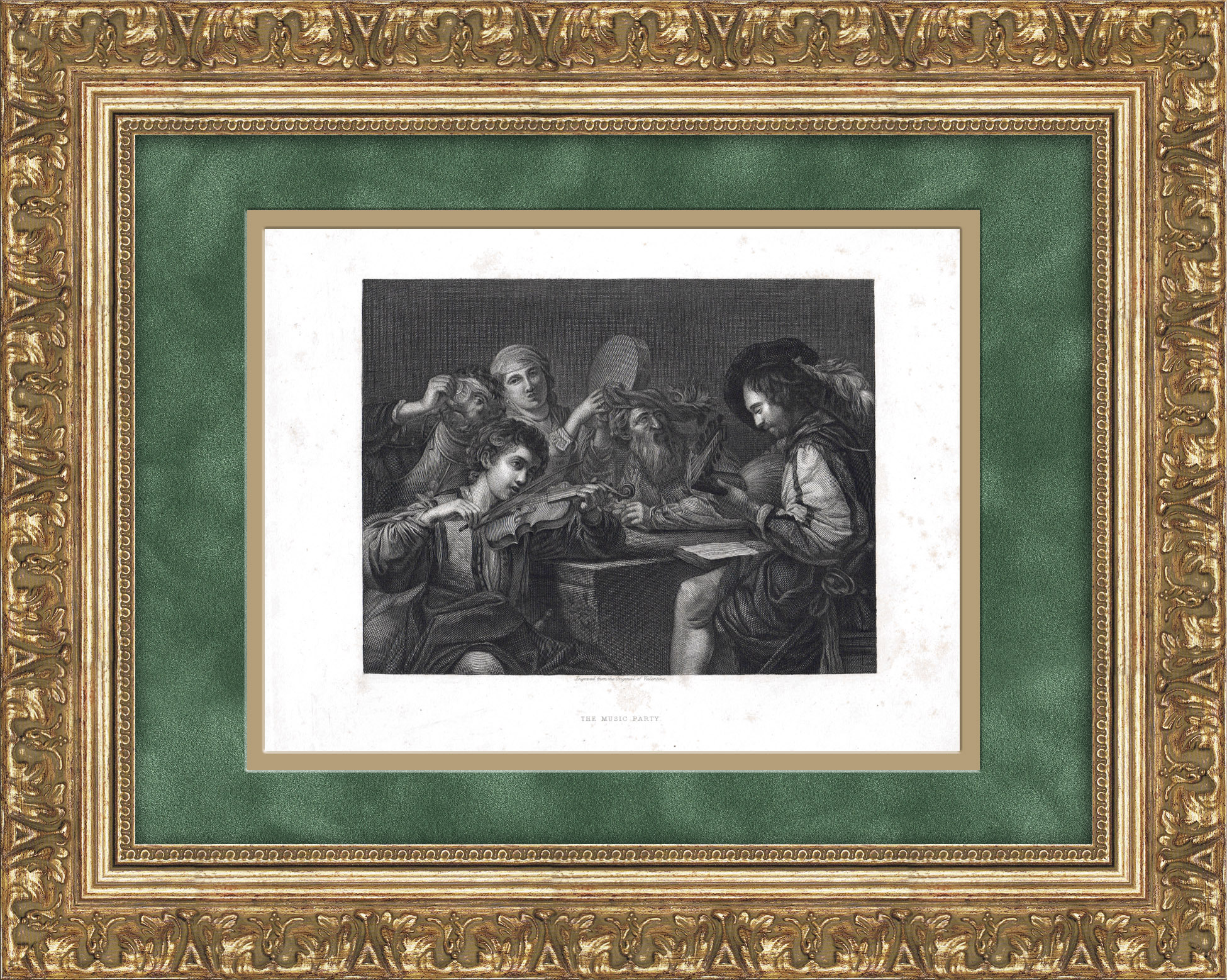 Музыканты на вечеринке. Гравюра 19 века Музыканты на вечеринке. Гравюра 19 века