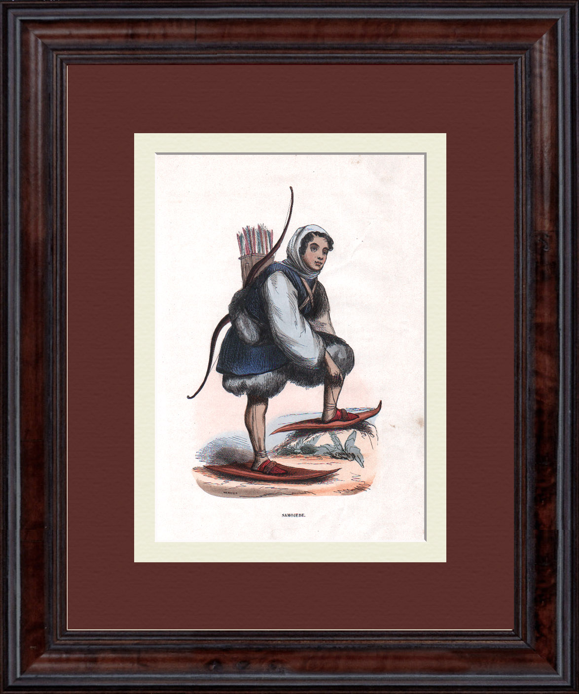 Самоед в национальном костюме. Редкая, старинная гравюра Самоед в национальном костюме. Редкая, старинная гравюра