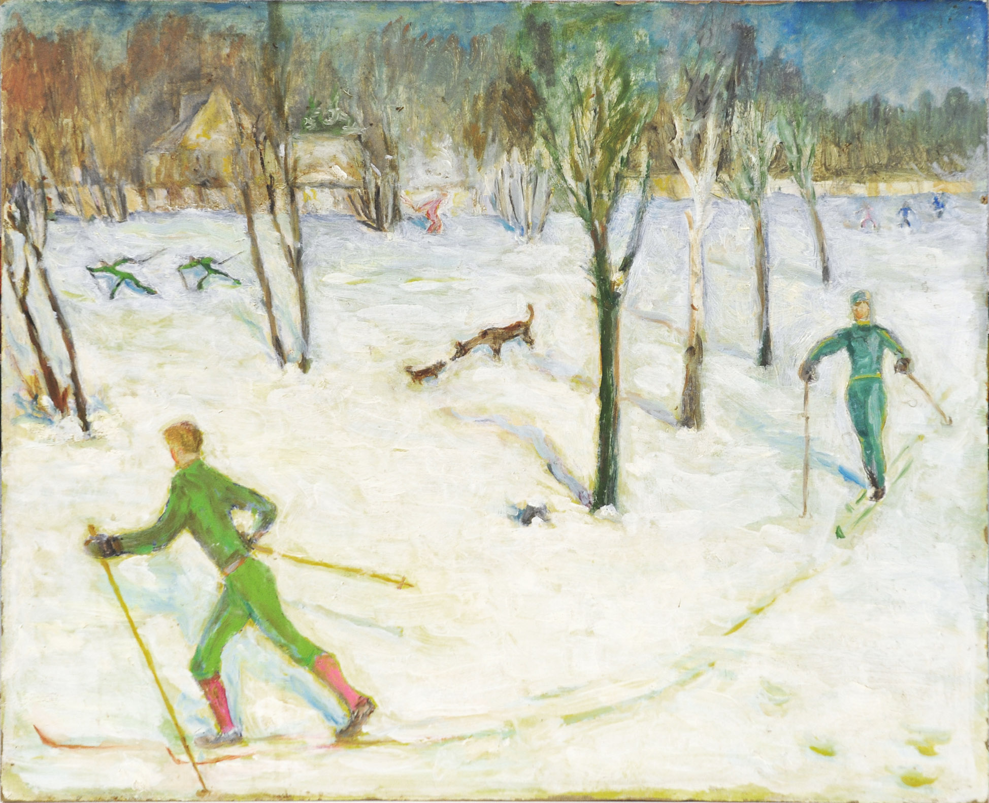 Лыжная прогулка, живопись, 1960-е годы Лыжная прогулка, живопись, 1960-е годы