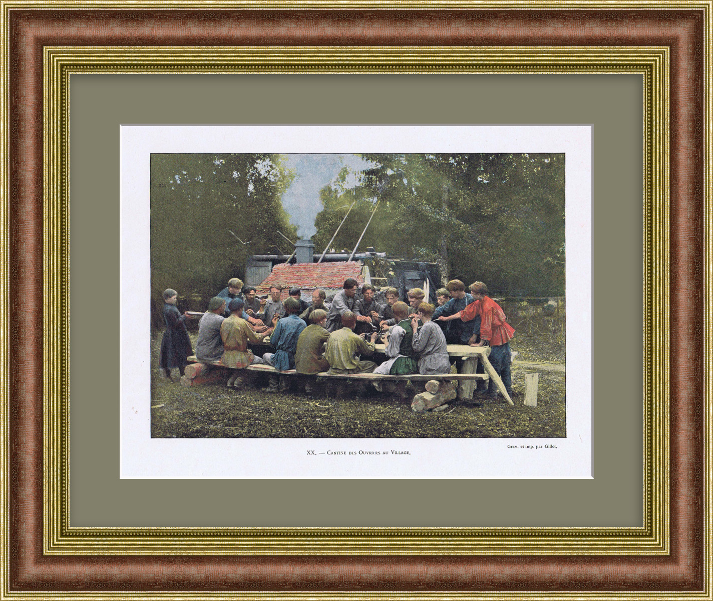 Обед крестьян. Редкая,старинная фототипия начала 20 века Обед крестьян. Редкая,старинная фототипия начала 20 века