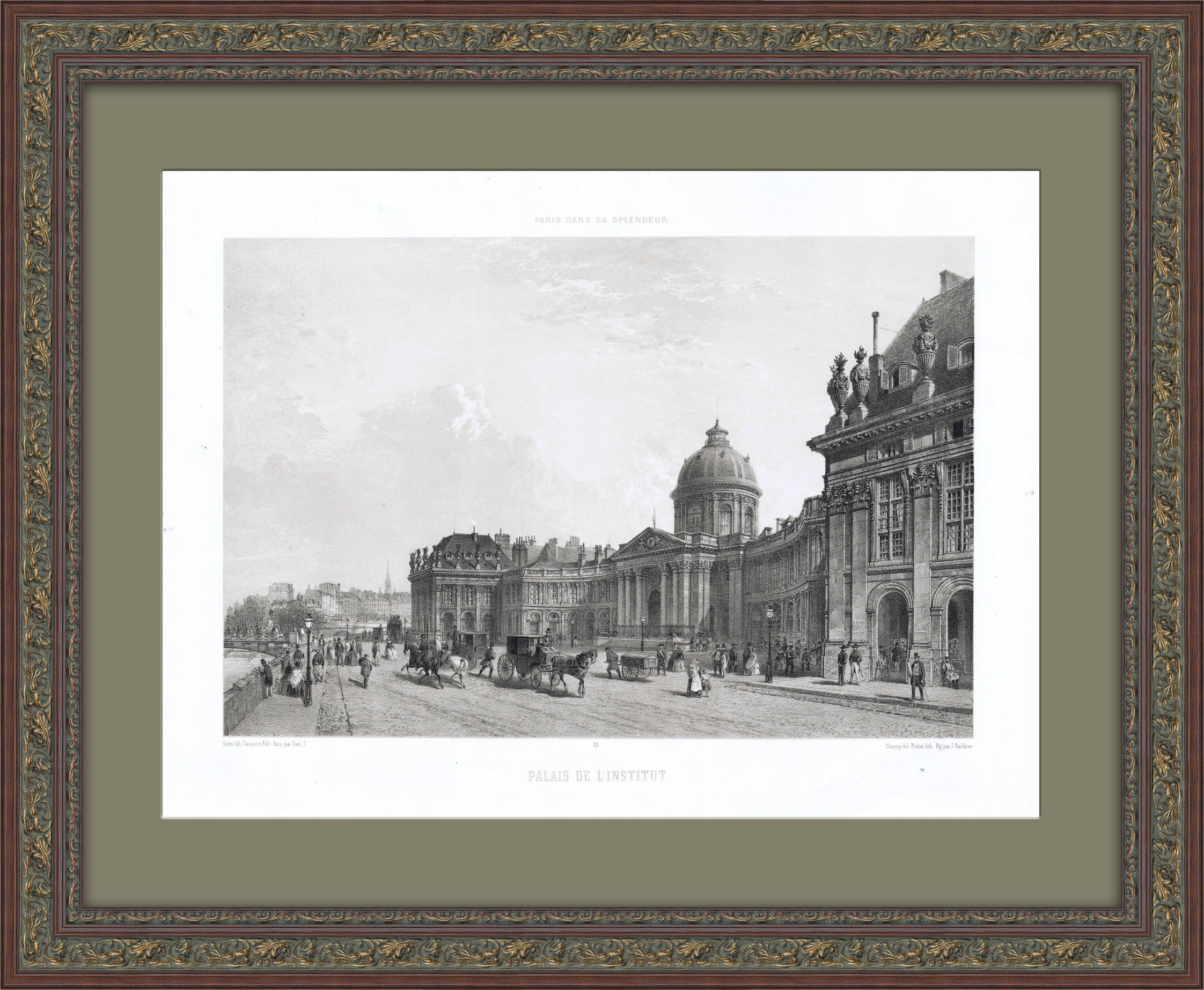 Институт Франции в Париже, большая литография 1861 года Институт Франции в Париже, большая литография 1861 года