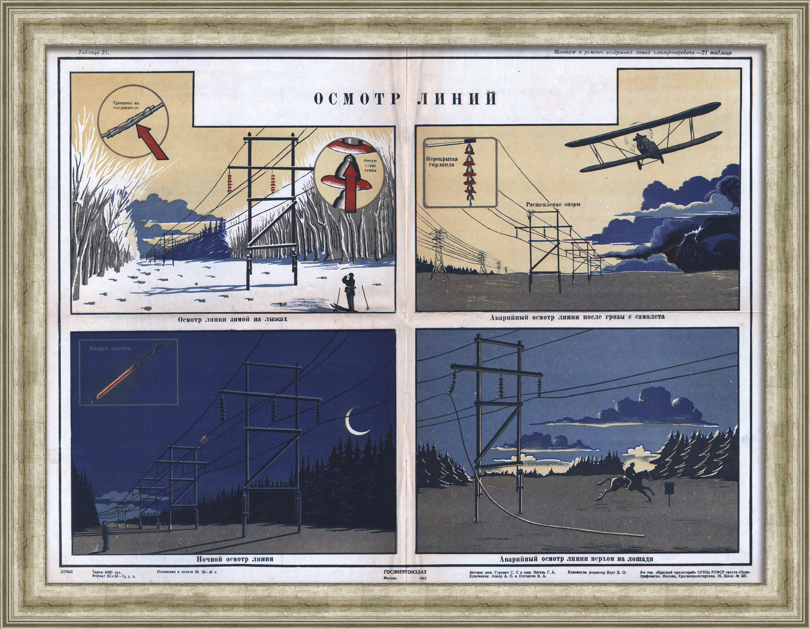 Электрификация в СССР: осмотр ЛЭП. Редкий, советский плакат Электрификация в СССР: осмотр ЛЭП. Редкий, советский плакат
