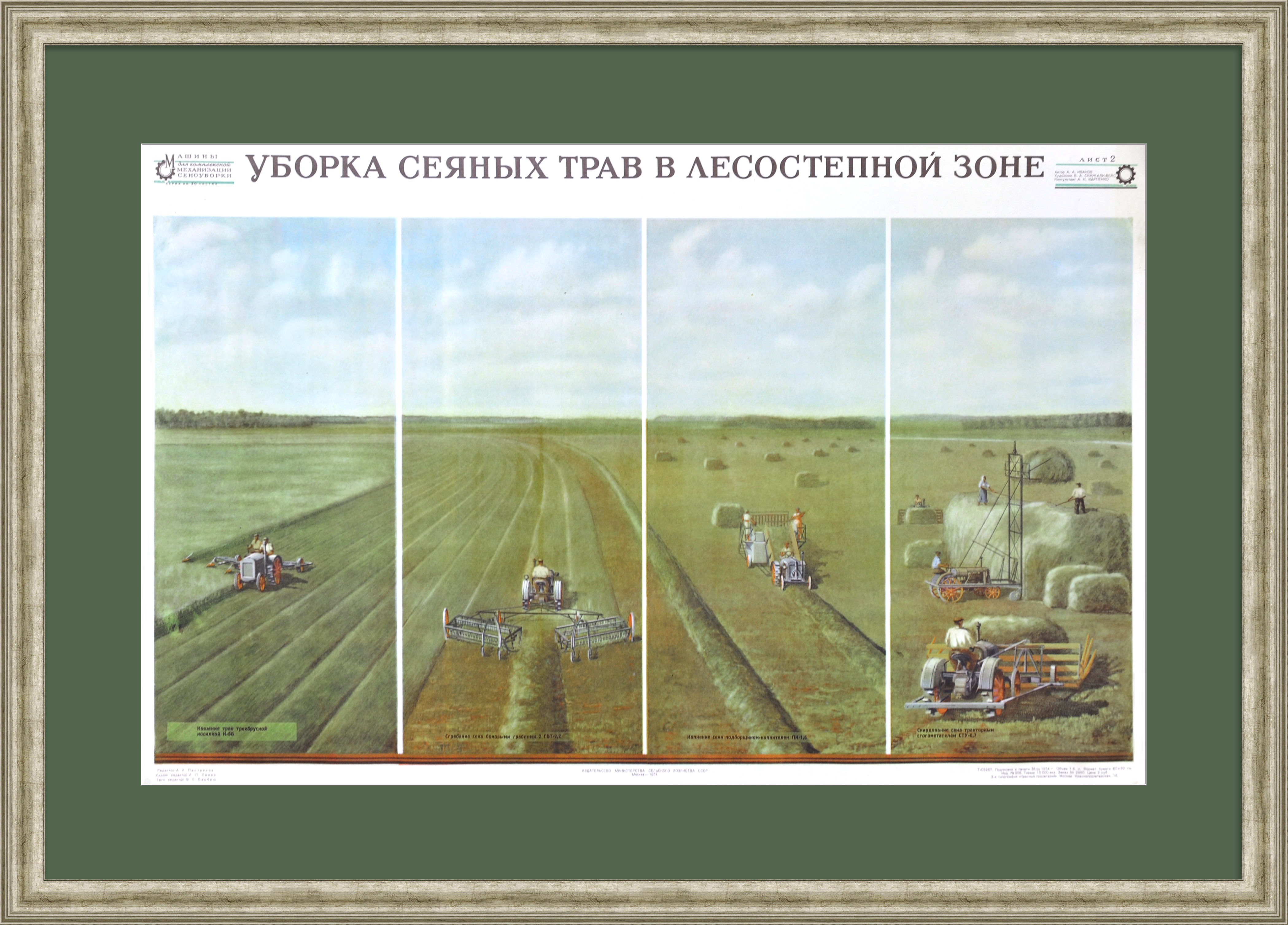 Сенокос в лесостепной зоне. Редкий, старинный плакат Сенокос в лесостепной зоне. Редкий, старинный плакат