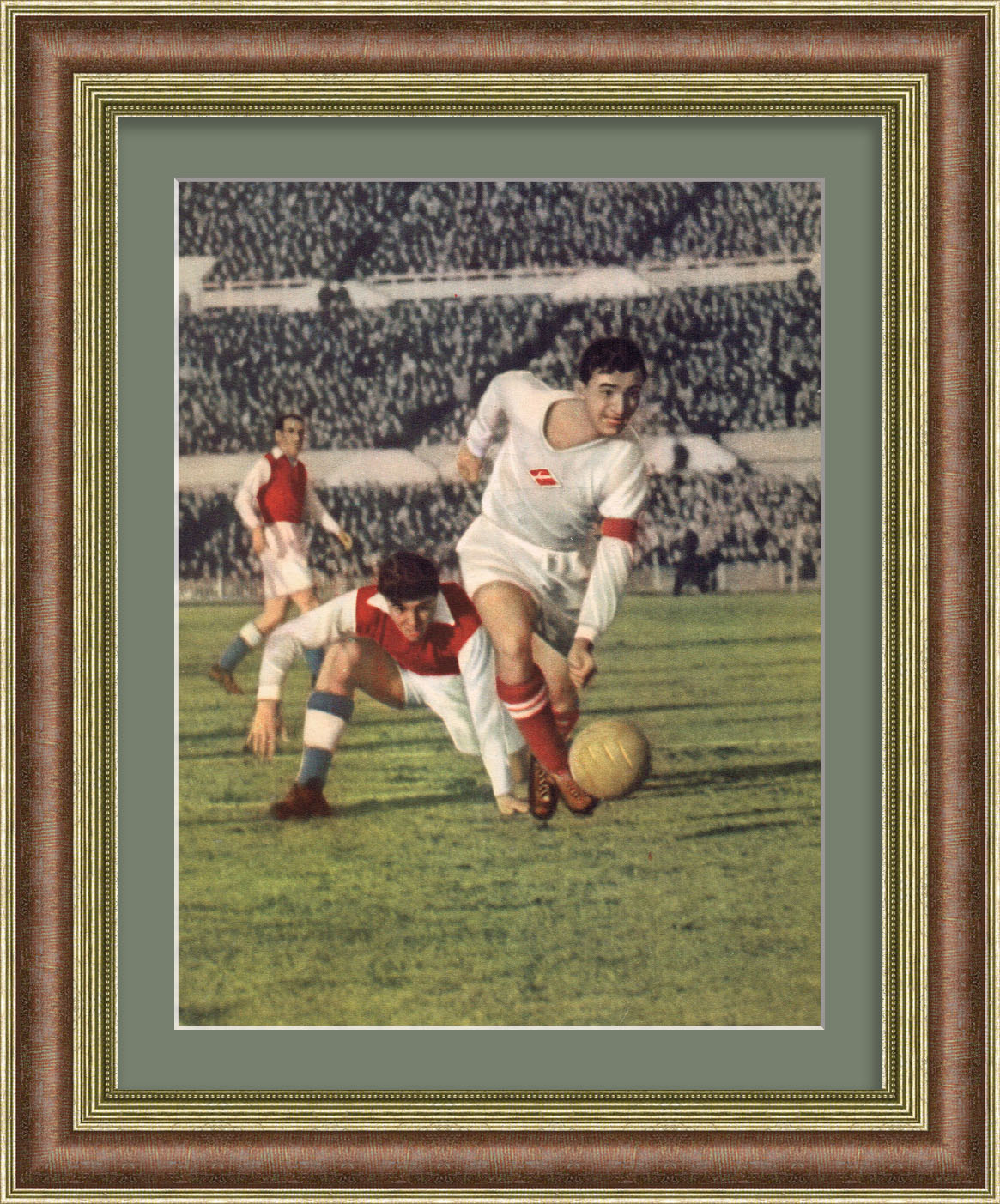 Победа клуба Спартак в матче 1955 года, Никита Симонян. Старинная, послевоенная иллюстрация Победа клуба Спартак в матче 1955 года, Никита Симонян. Старинная, послевоенная иллюстрация