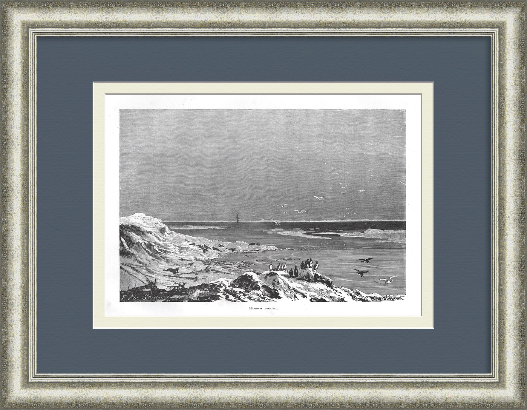 Архипелаг Новая Земля. Русский Север, старинная гравюра 19 века Архипелаг Новая Земля. Русский Север, старинная гравюра 19 века