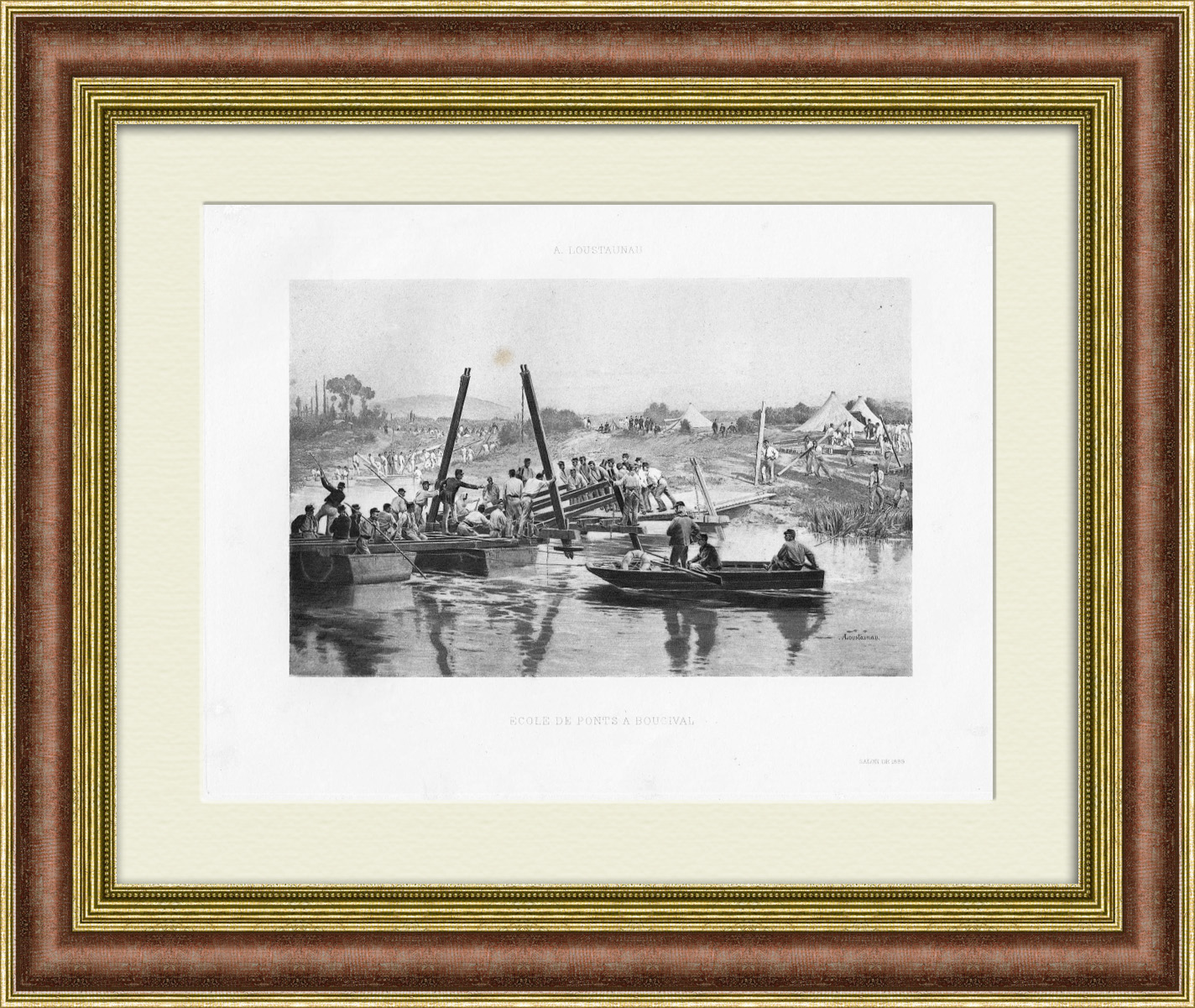 Школа мостов и дорог во Франции, антикварная гравюра 1889 года Школа мостов и дорог во Франции, антикварная гравюра 1889 года