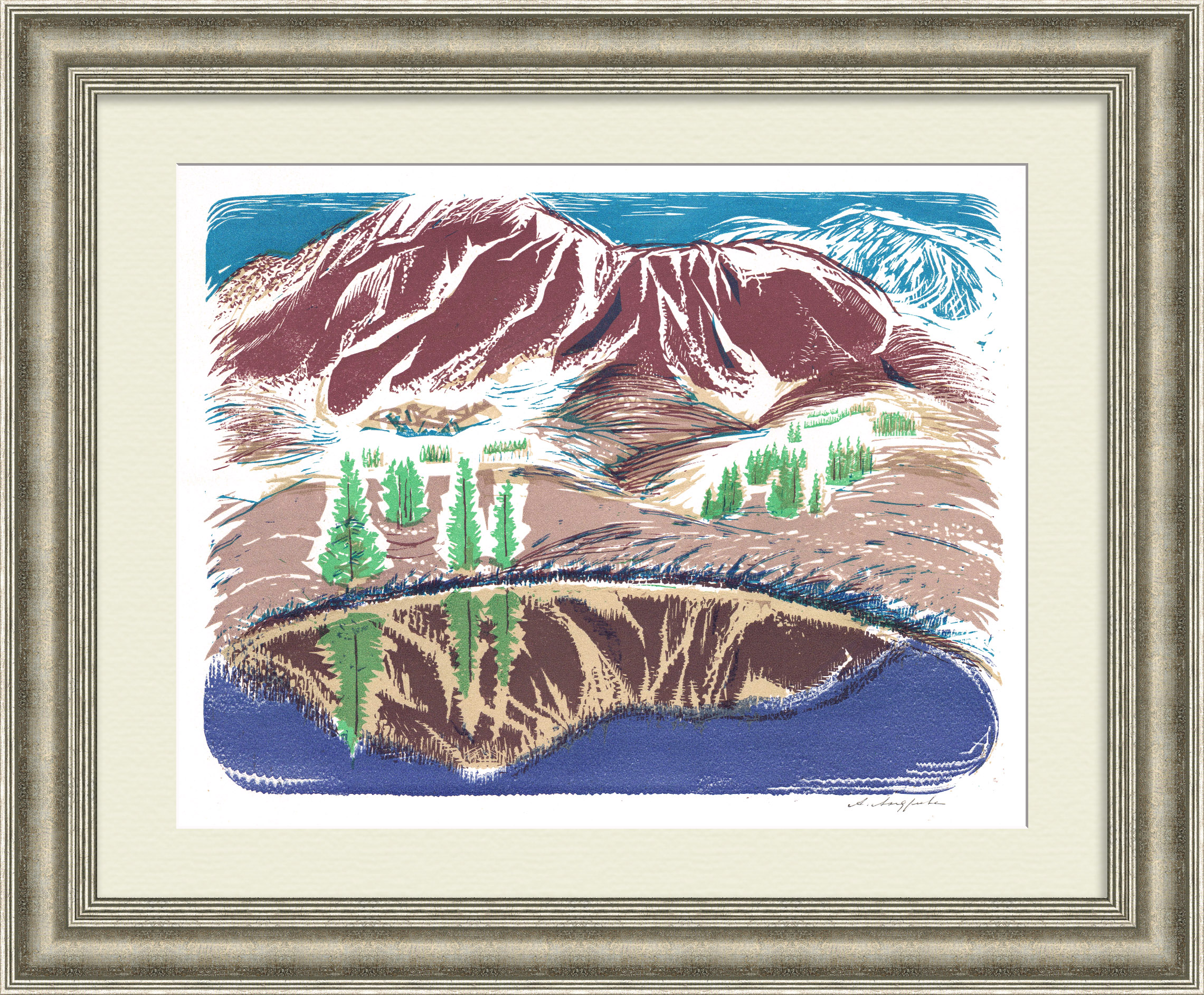 Полярный Урал. Уникальная, авторская линогравюра Полярный Урал. Уникальная, авторская линогравюра