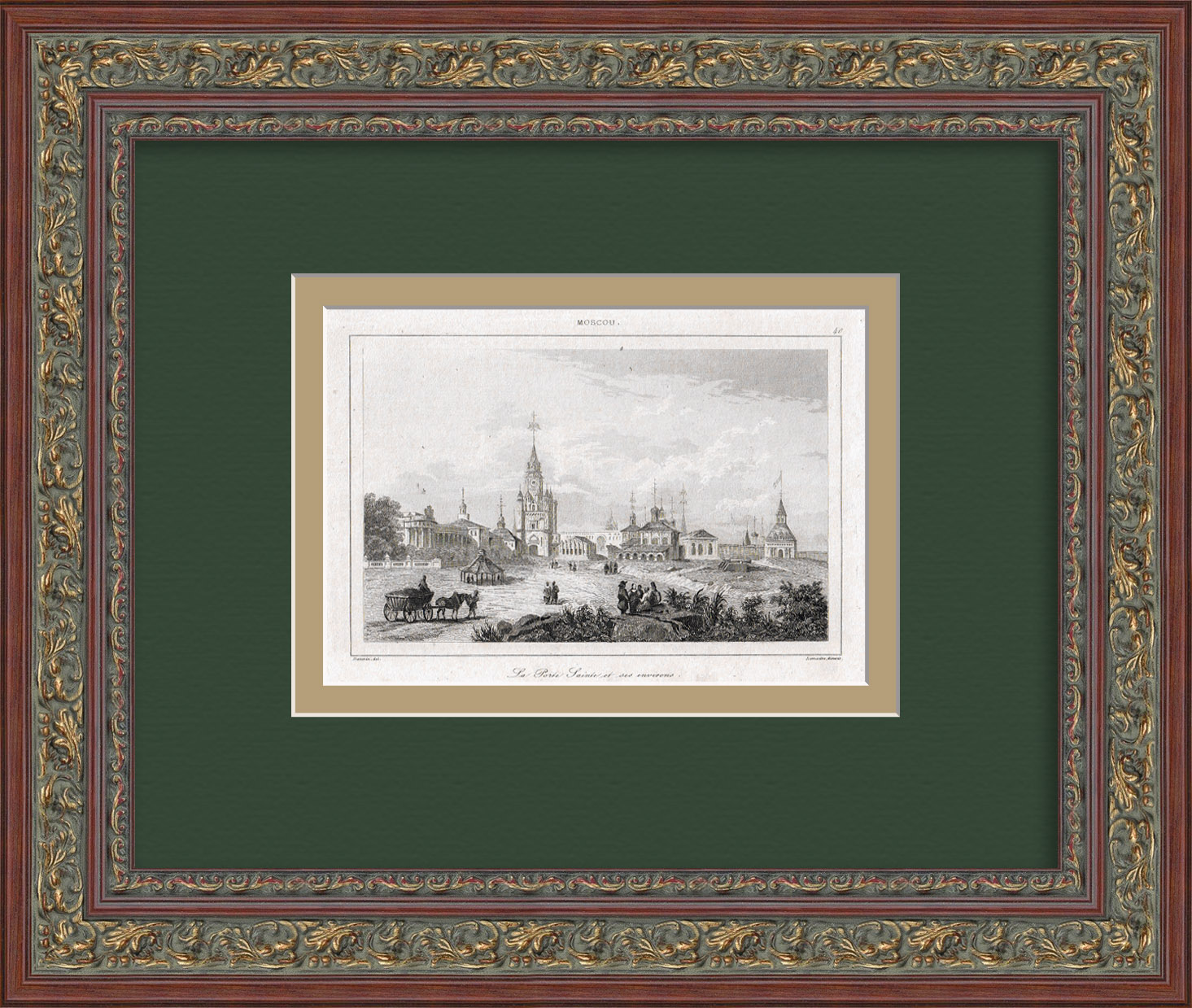 Спасская башня, Московский кремль. Старинная гравюра Спасская башня, Московский кремль. Старинная гравюра