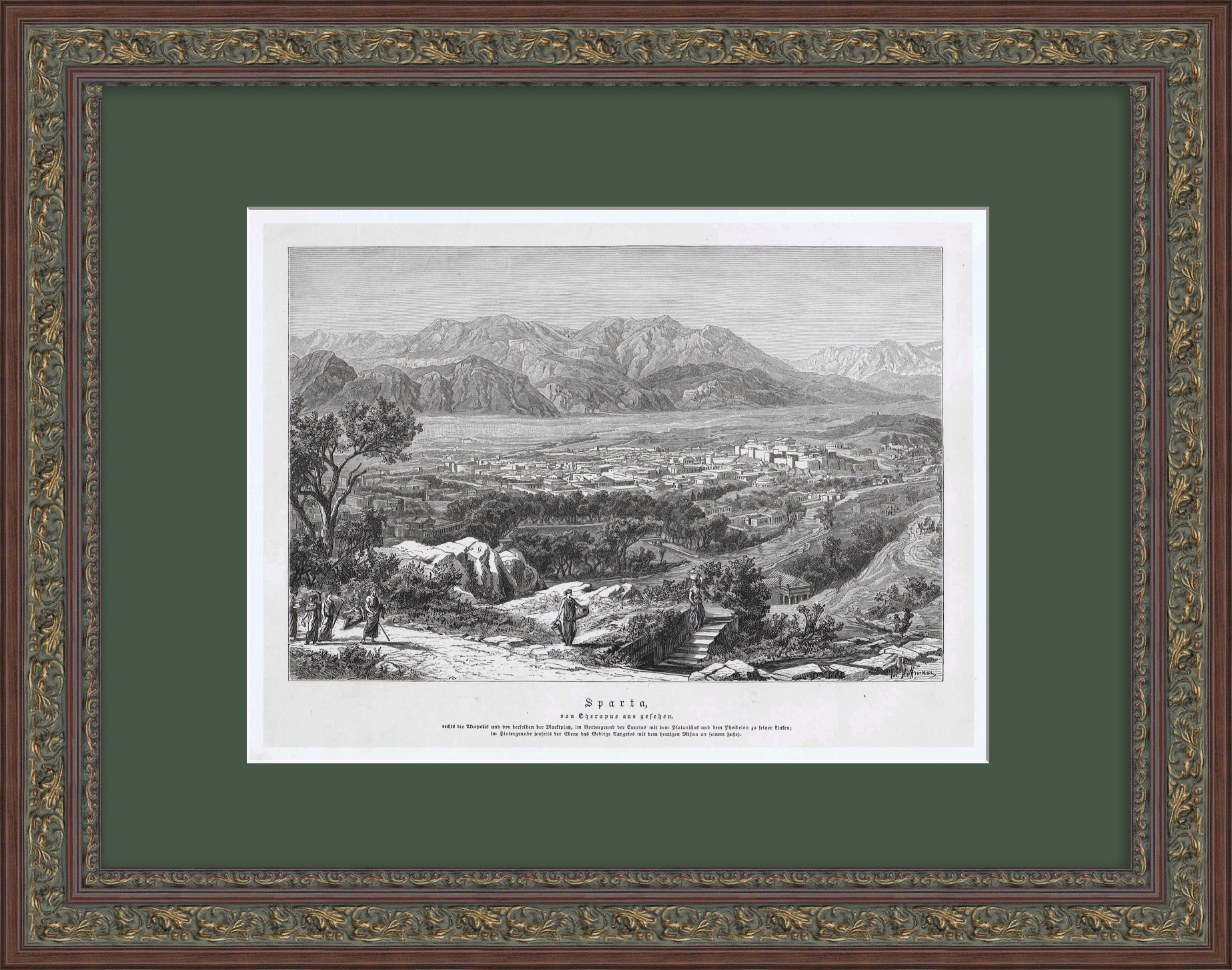 Спарта, Древняя Греция. Старинная гравюра