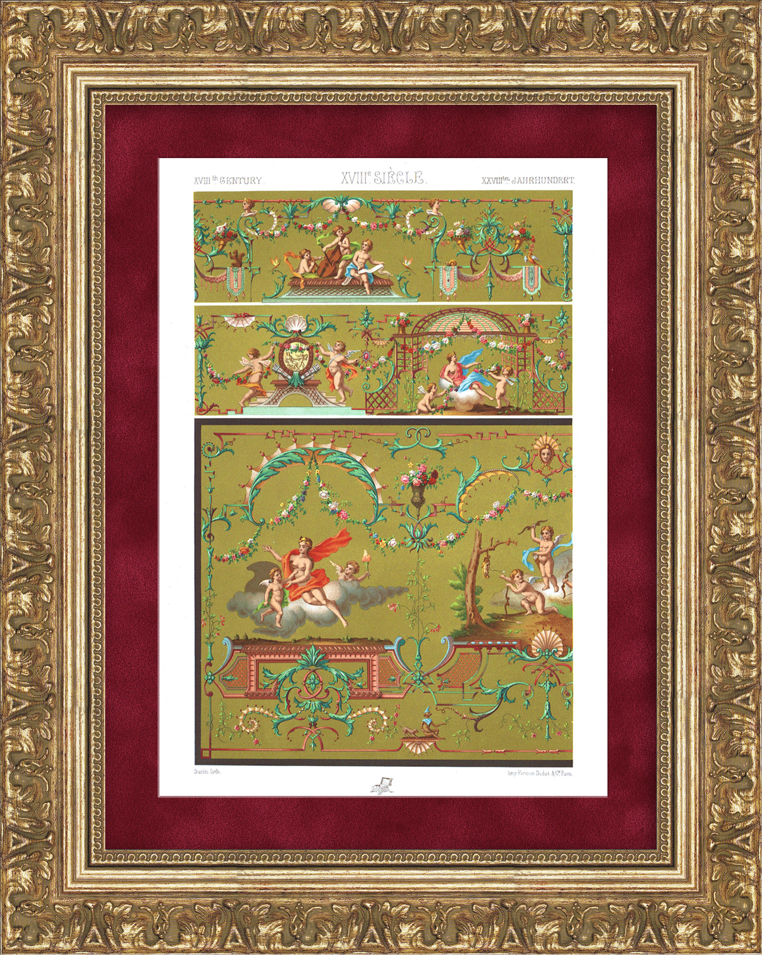 Аллегории, живопись и орнамент 18 века. Золотая антикварная хромолитография Аллегории, живопись и орнамент 18 века. Золотая антикварная хромолитография