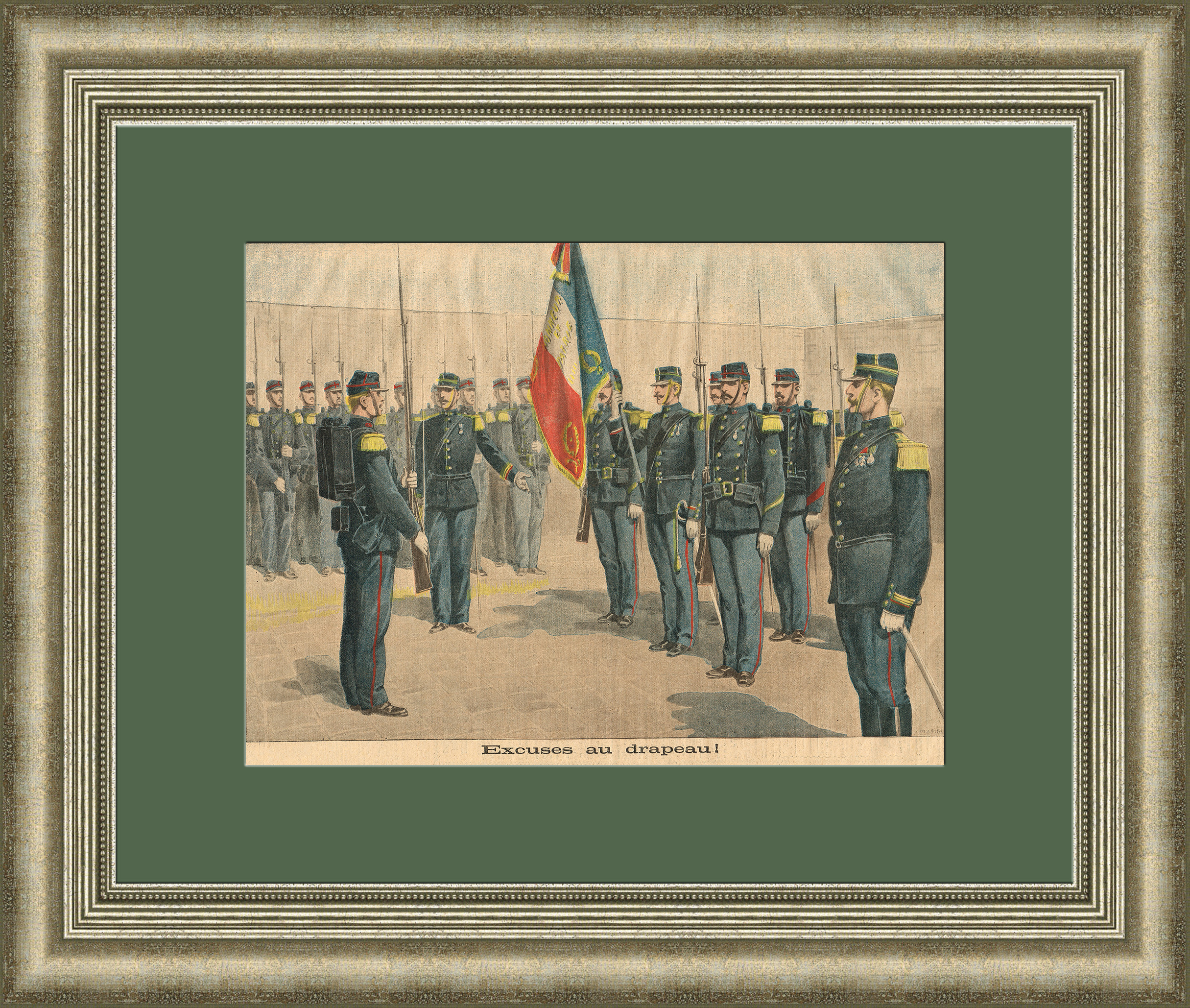 Флаг Франции - священен! Антикварная литография Флаг Франции - священен! Антикварная литография