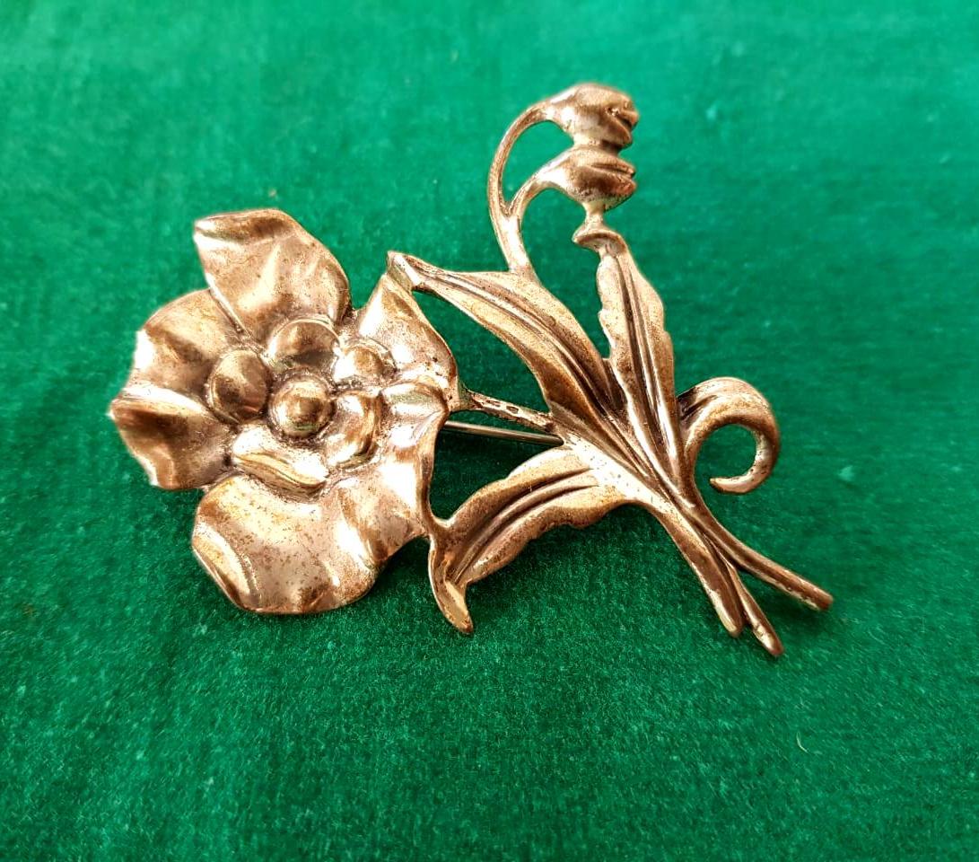 Цветок мака, серебряная большая брошь Цветок мака, серебряная большая брошь