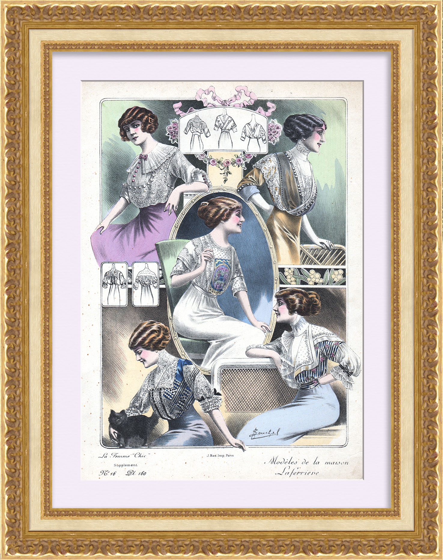 Высокая мода эпохи модерн. Старинная литография Высокая мода эпохи модерн. Старинная литография