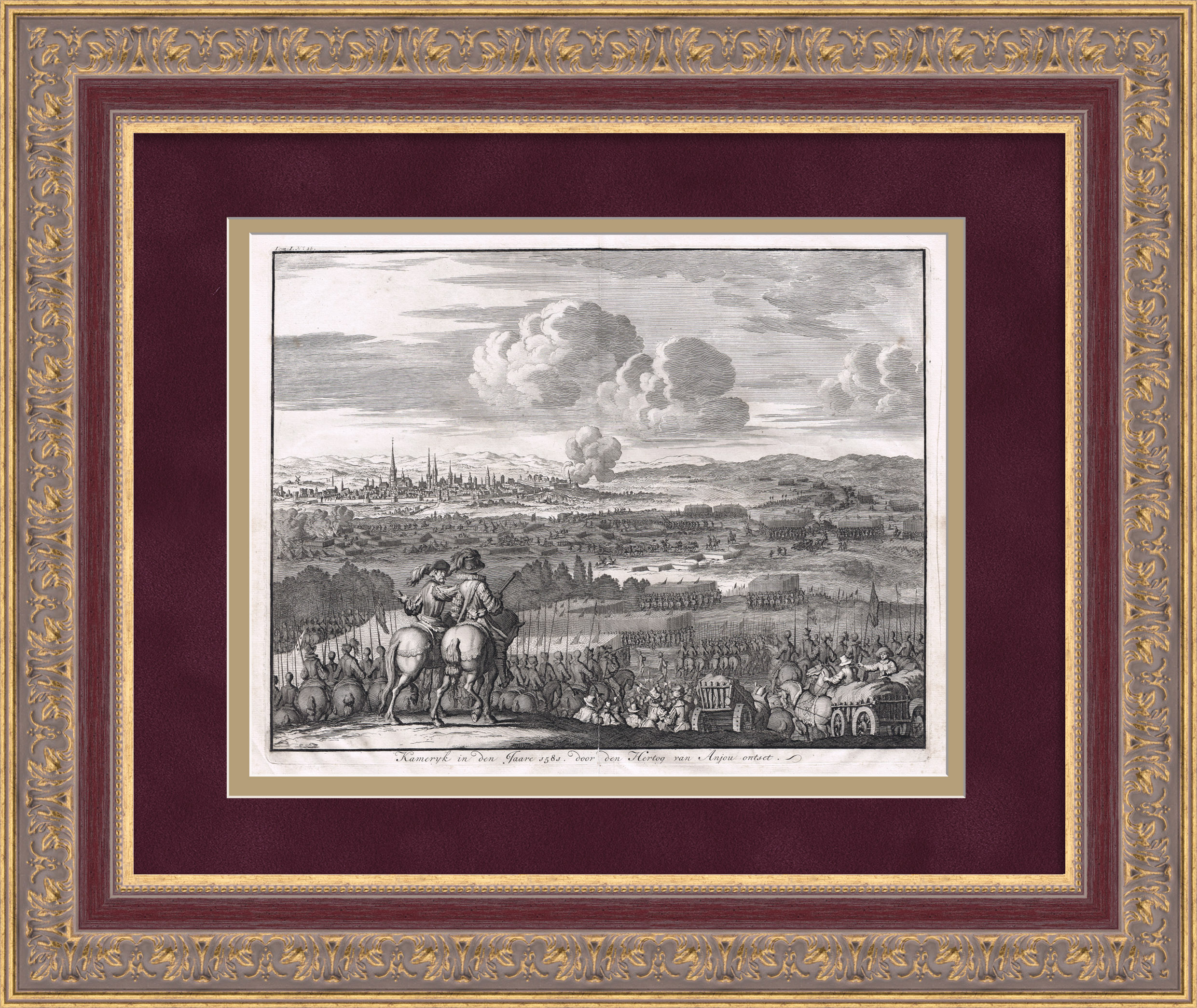 Взятие Камбре герцогом Анжуйским в 1581 году. Уникальная, старинная гравюра 17 века Взятие Камбре герцогом Анжуйским в 1581 году. Уникальная, старинная гравюра 17 века
