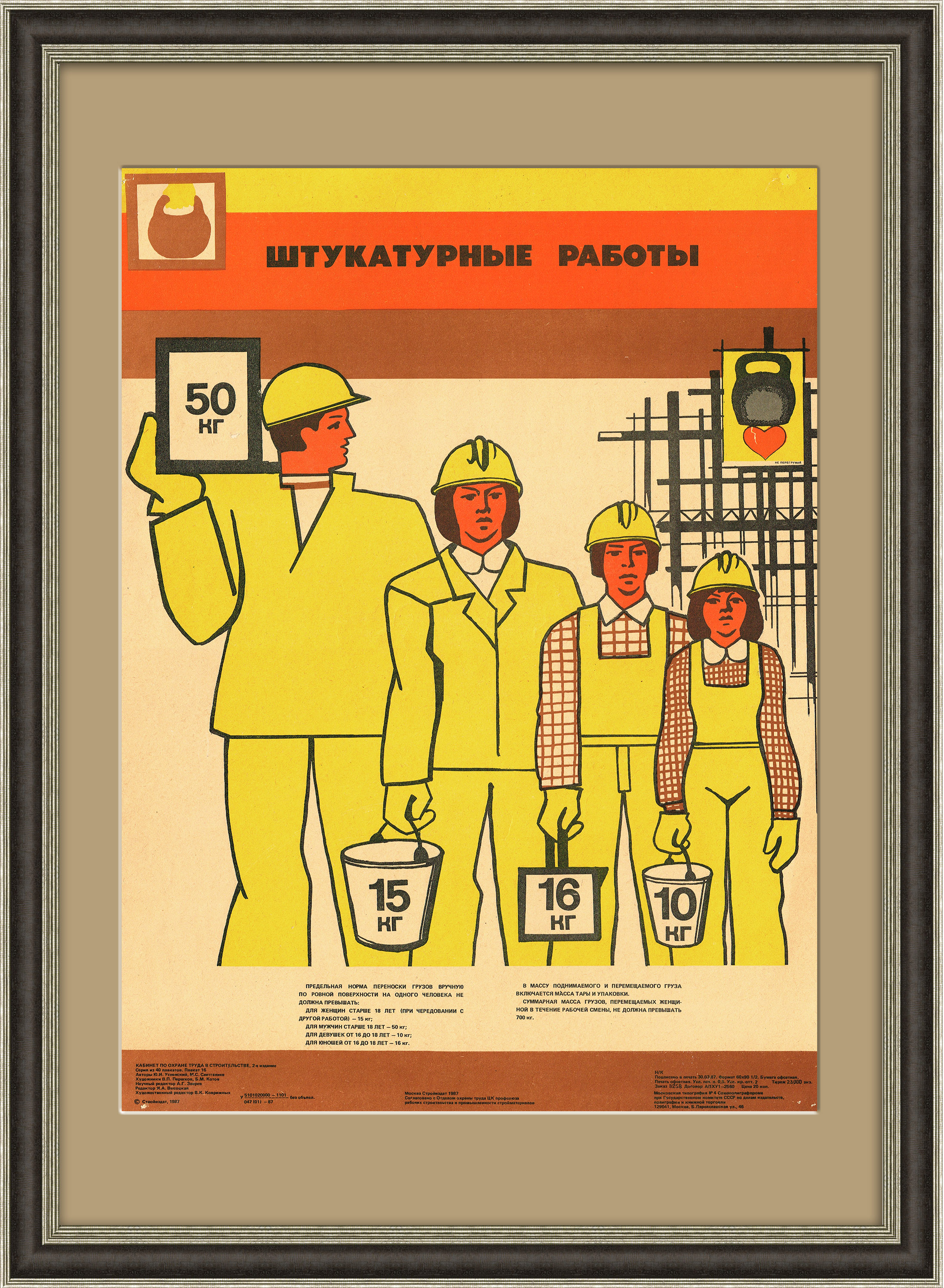 Строительство, штукатурные работы. Советский плакат Строительство, штукатурные работы. Советский плакат