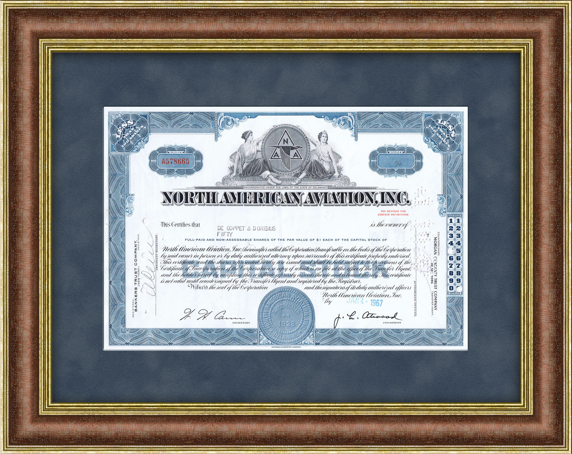 Акция американской аэрокосмической компания North American Aviation (сейчас входит в Boeing Integrated Defense Systems) Акция американской аэрокосмической компания North American Aviation (сейчас входит в Boeing Integrated Defense Systems)