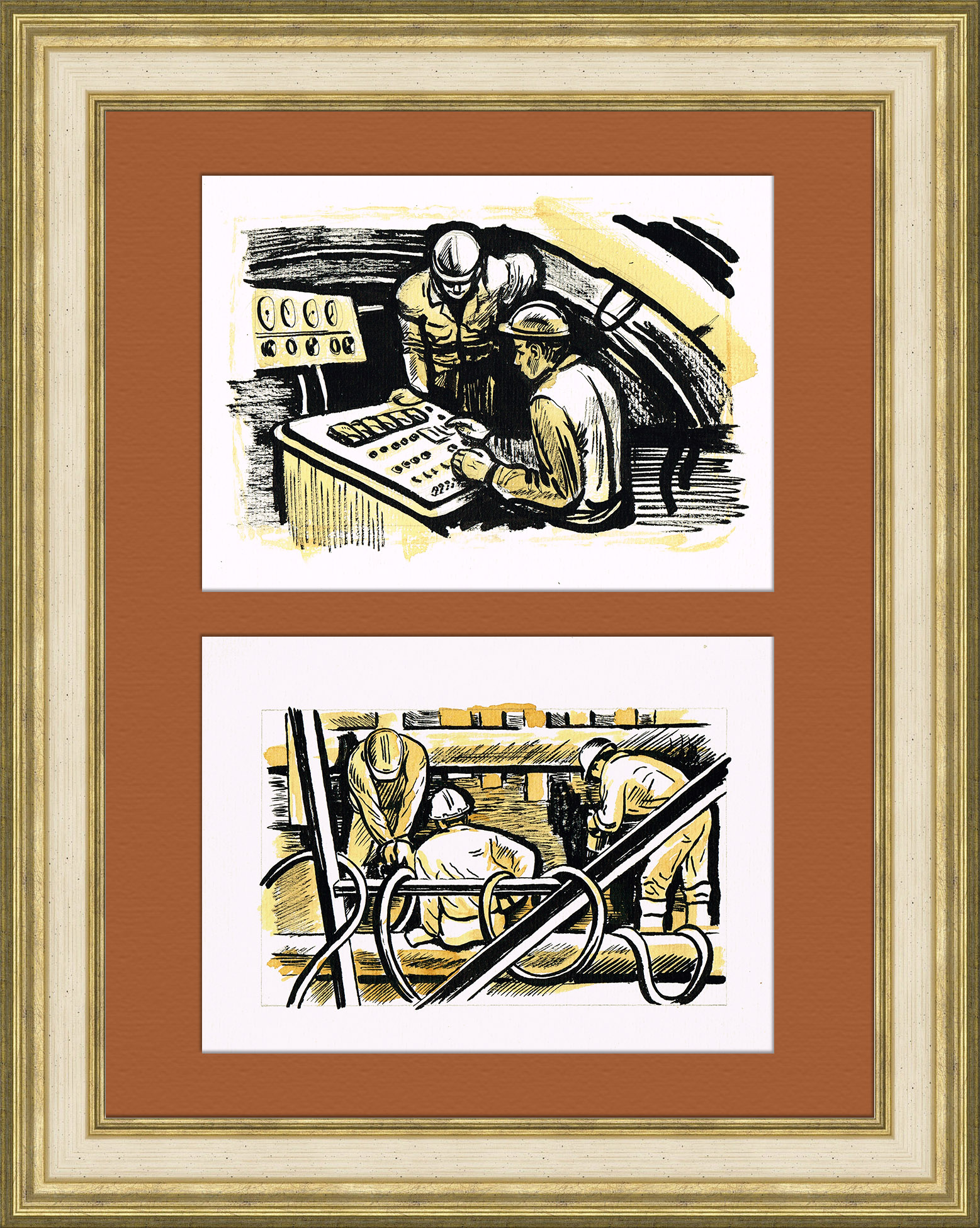 Строительство метро, авторские рисунки И.Урусовой, панно Строительство метро, авторские рисунки И.Урусовой, панно