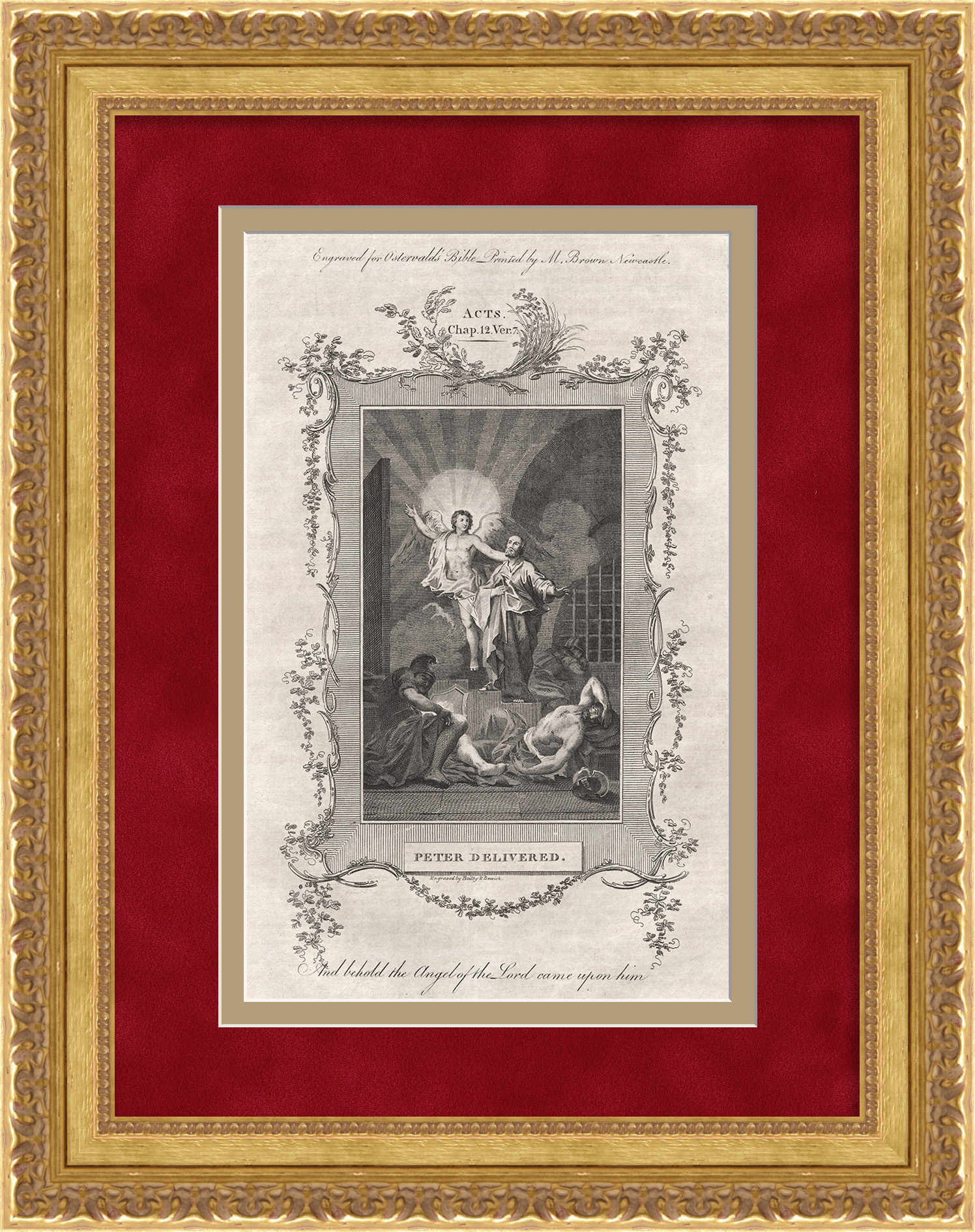 Апостол Петр - покровитель рыбаков. Старинная гравюра 18 века Апостол Петр - покровитель рыбаков. Старинная гравюра 18 века