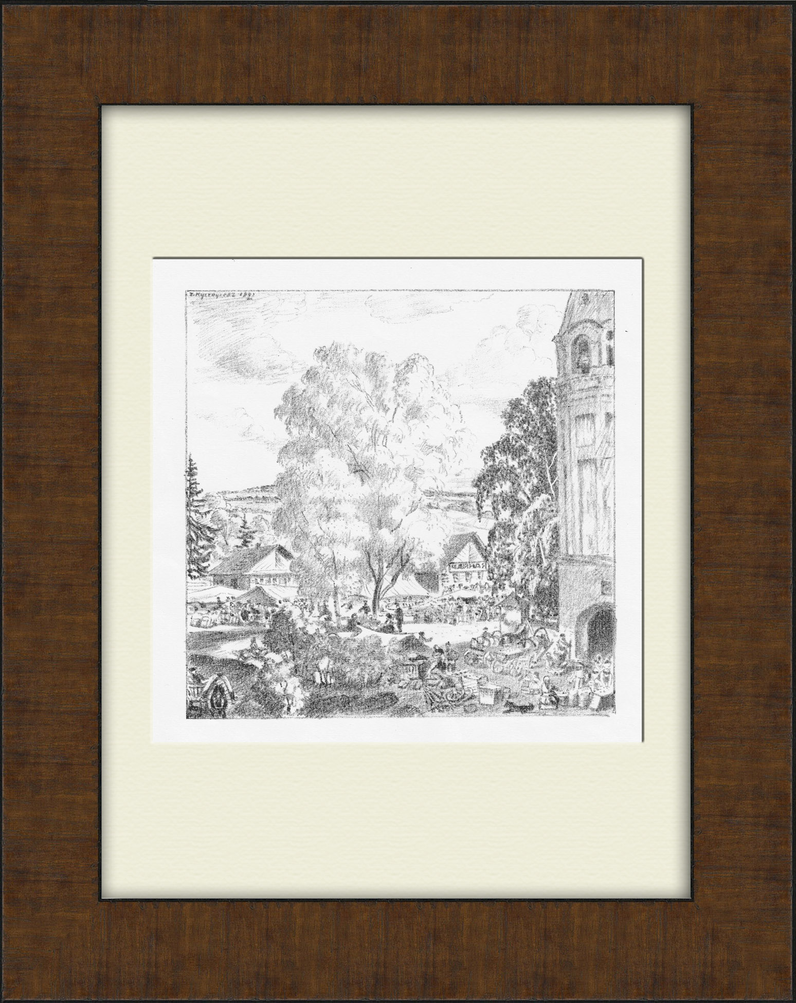 Деревенская ярмарка. Автолитография Б.М. Кустодиева, 1921 год, раритет! Деревенская ярмарка. Автолитография Б.М. Кустодиева, 1921 год, раритет!