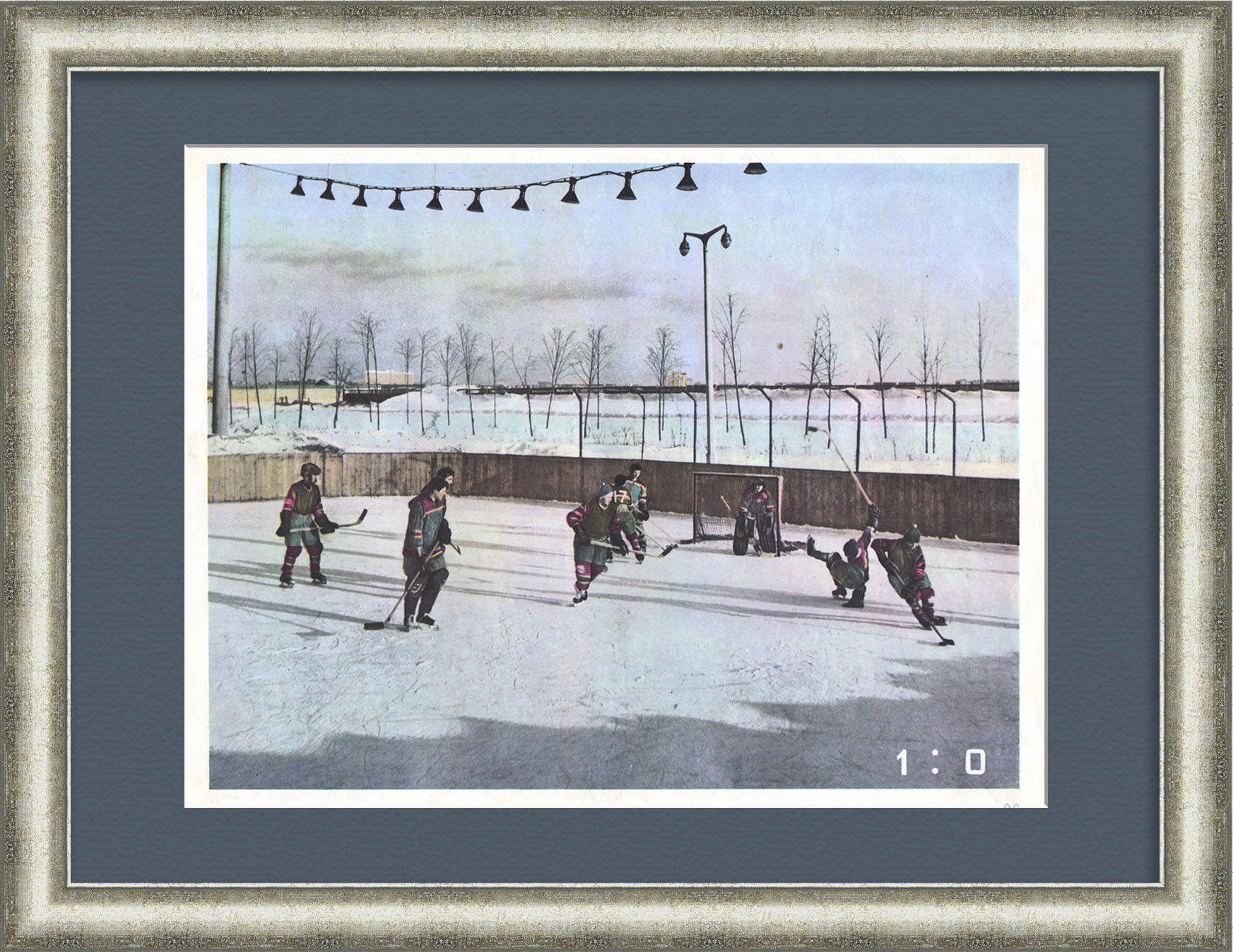 Хоккей с шайбой, СССР. Винтажная графика Хоккей с шайбой, СССР. Винтажная графика