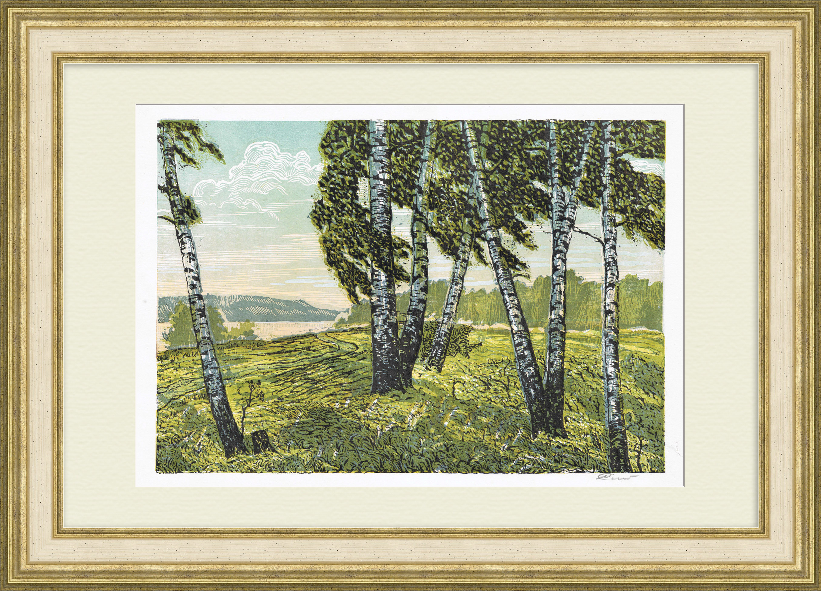 Березовая роща, пейзаж. Авторская линогравюра Березовая роща, пейзаж. Авторская линогравюра