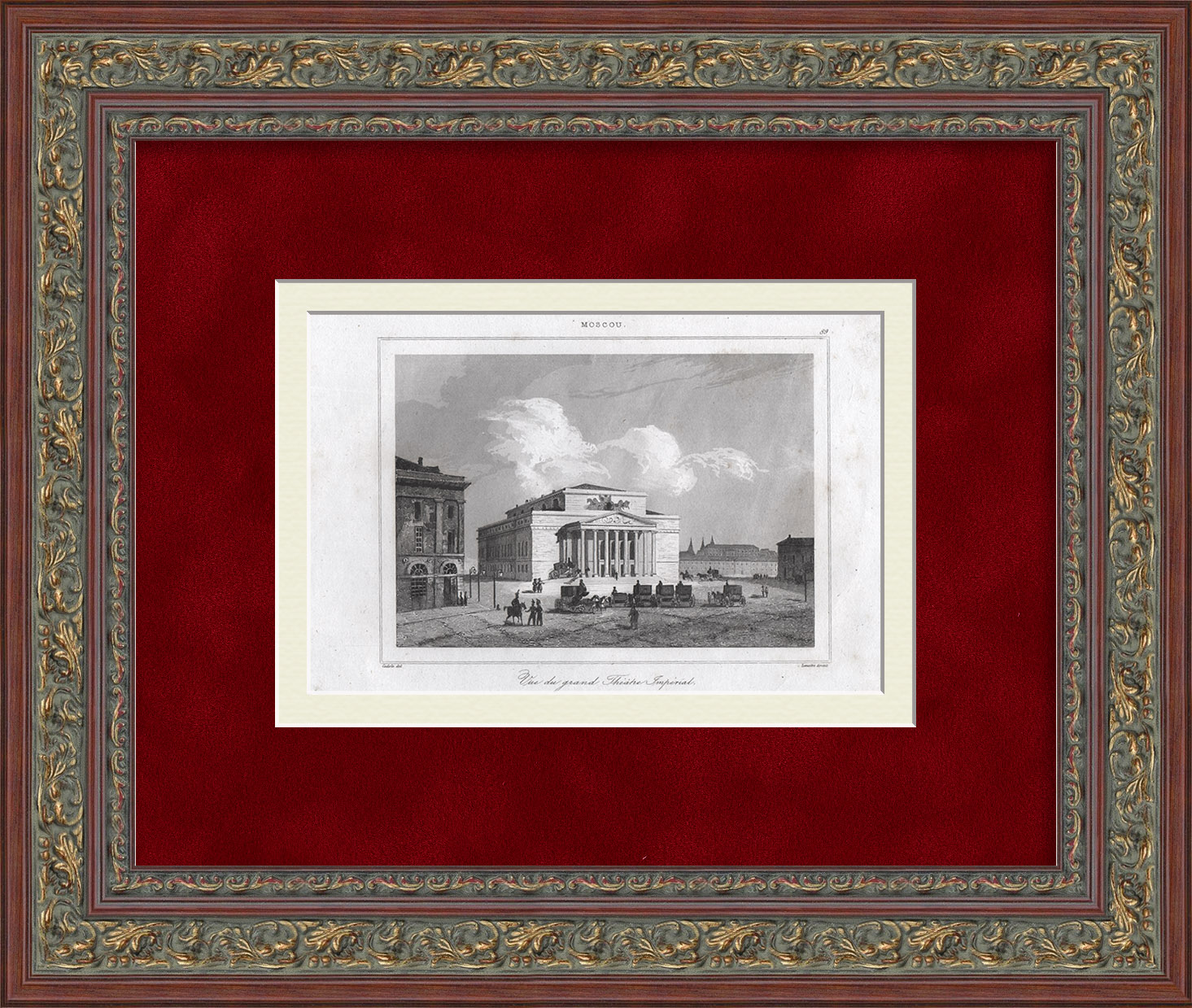 Большой театр, Москва. Старинная гравюра Большой театр, Москва. Старинная гравюра