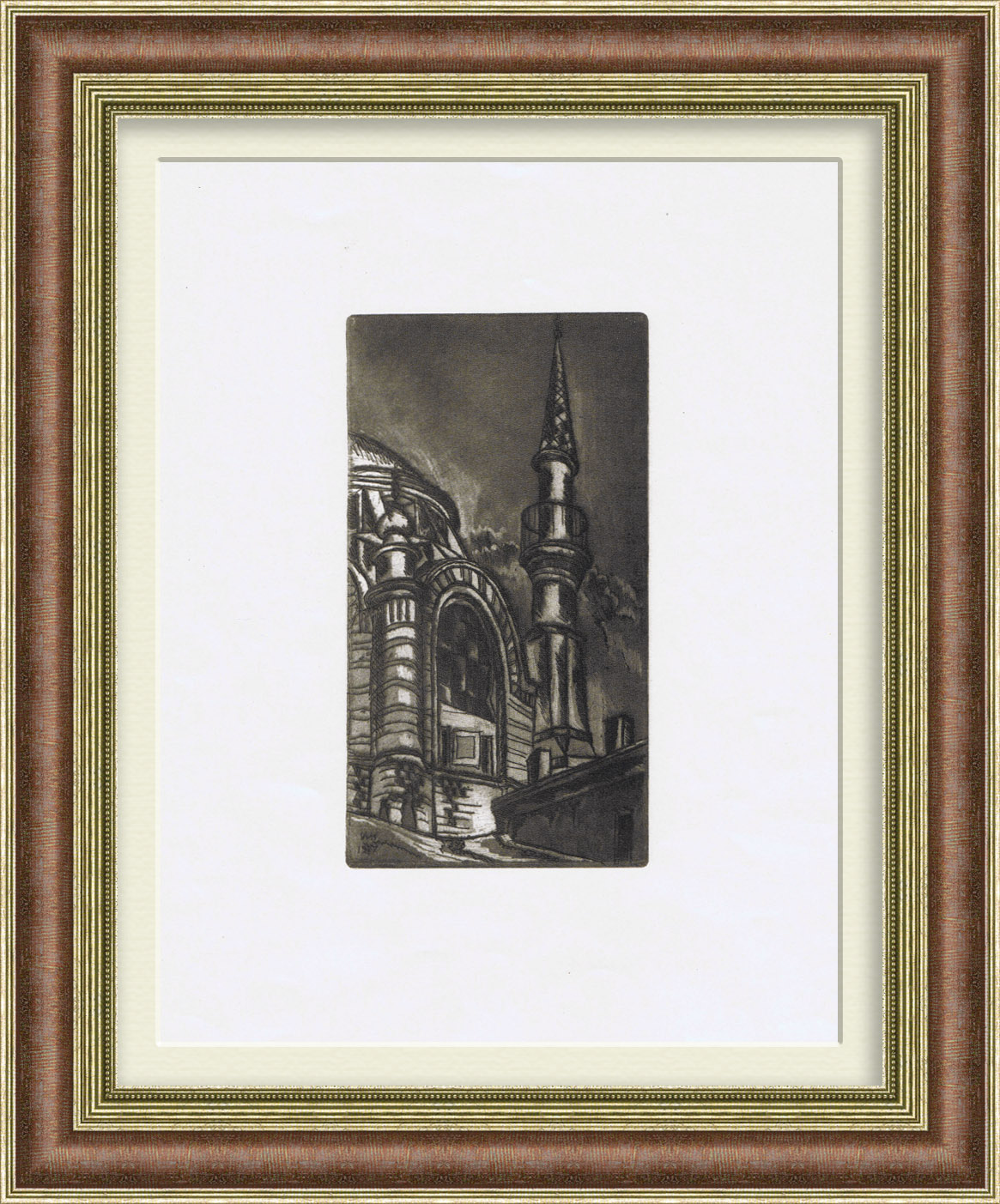 Мечеть в Гурзуфе, Крым. Гравюра Нивинского в раме