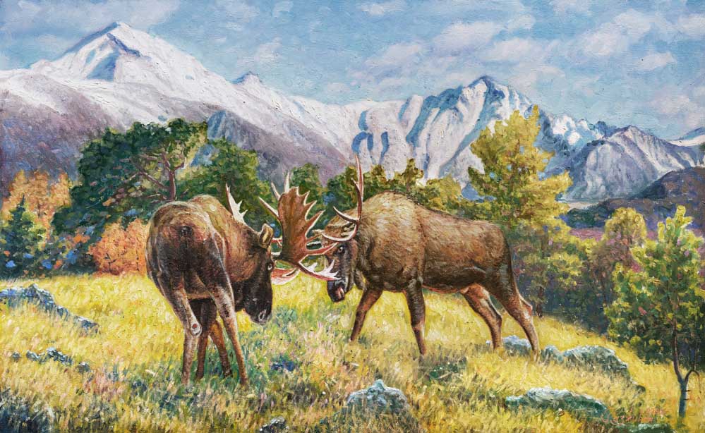 Треск рогов ломает тишину. Картина И. Разживина Треск рогов ломает тишину. Картина И. Разживина