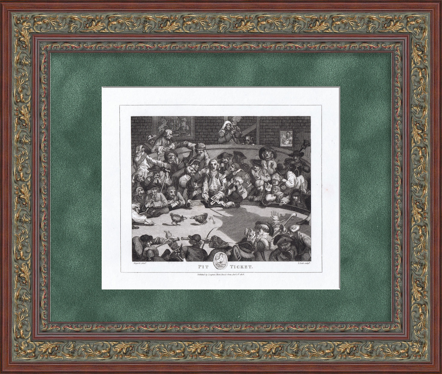 Петушиные бои - королевский спорт. Уникальная гравюра по У. Хогарту Петушиные бои - королевский спорт. Уникальная гравюра по У. Хогарту