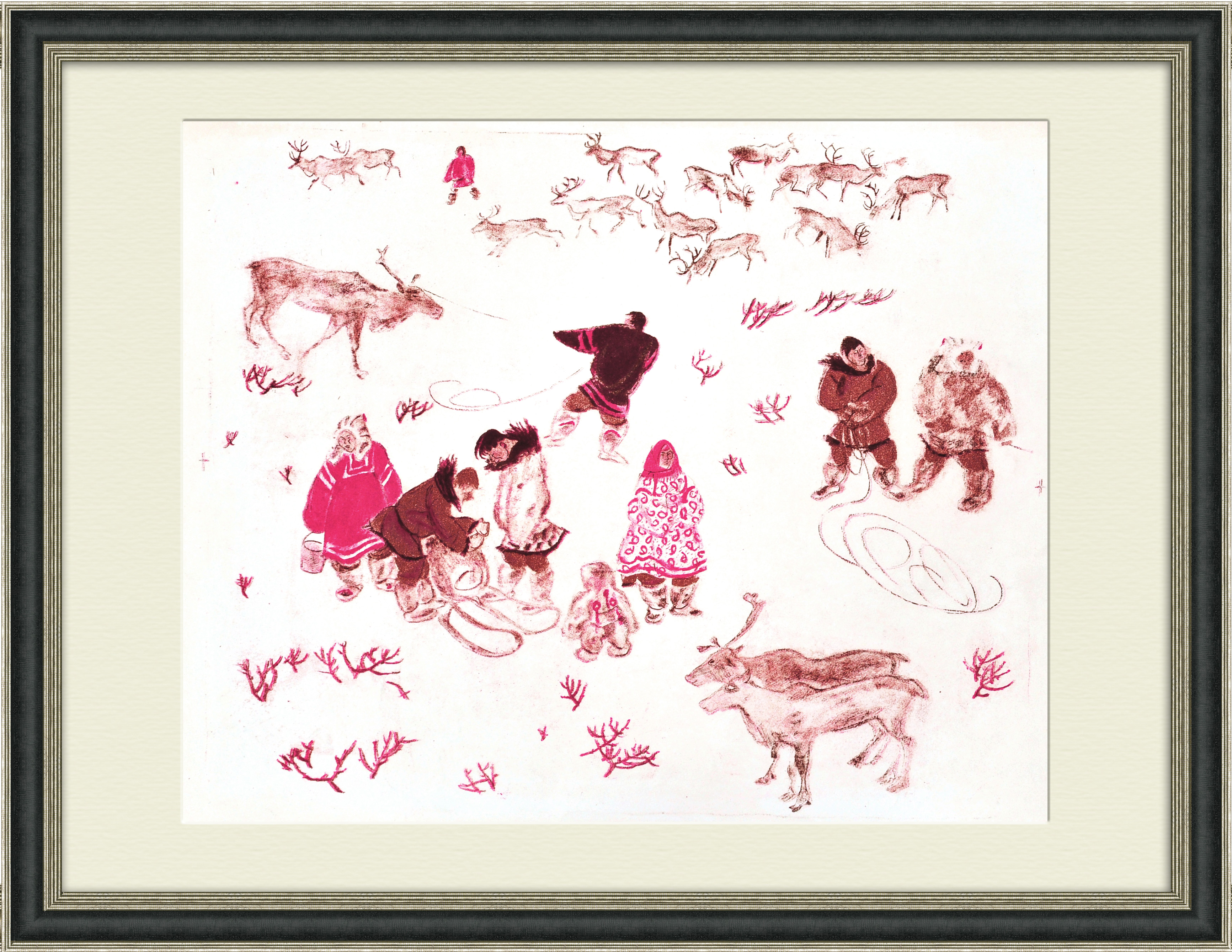 Крайний Север, оленеводы. Большая литография Крайний Север, оленеводы. Большая литография